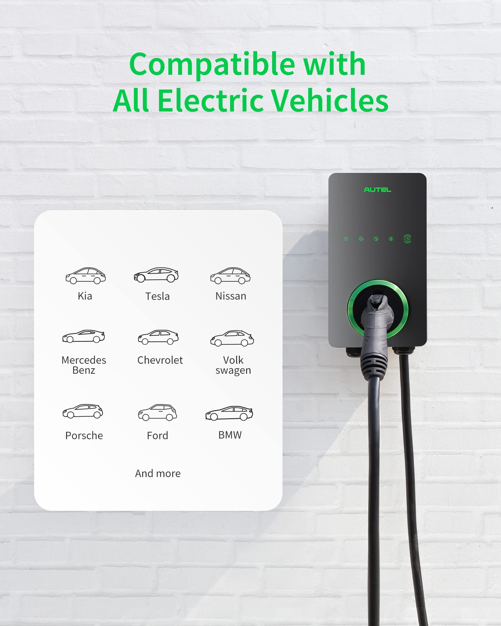 Autel Home Level 2 EV Charger 50Amp 240V Wi-Fi Bluetooth 25ft Cable Dark Gray Maxi US AC LW12