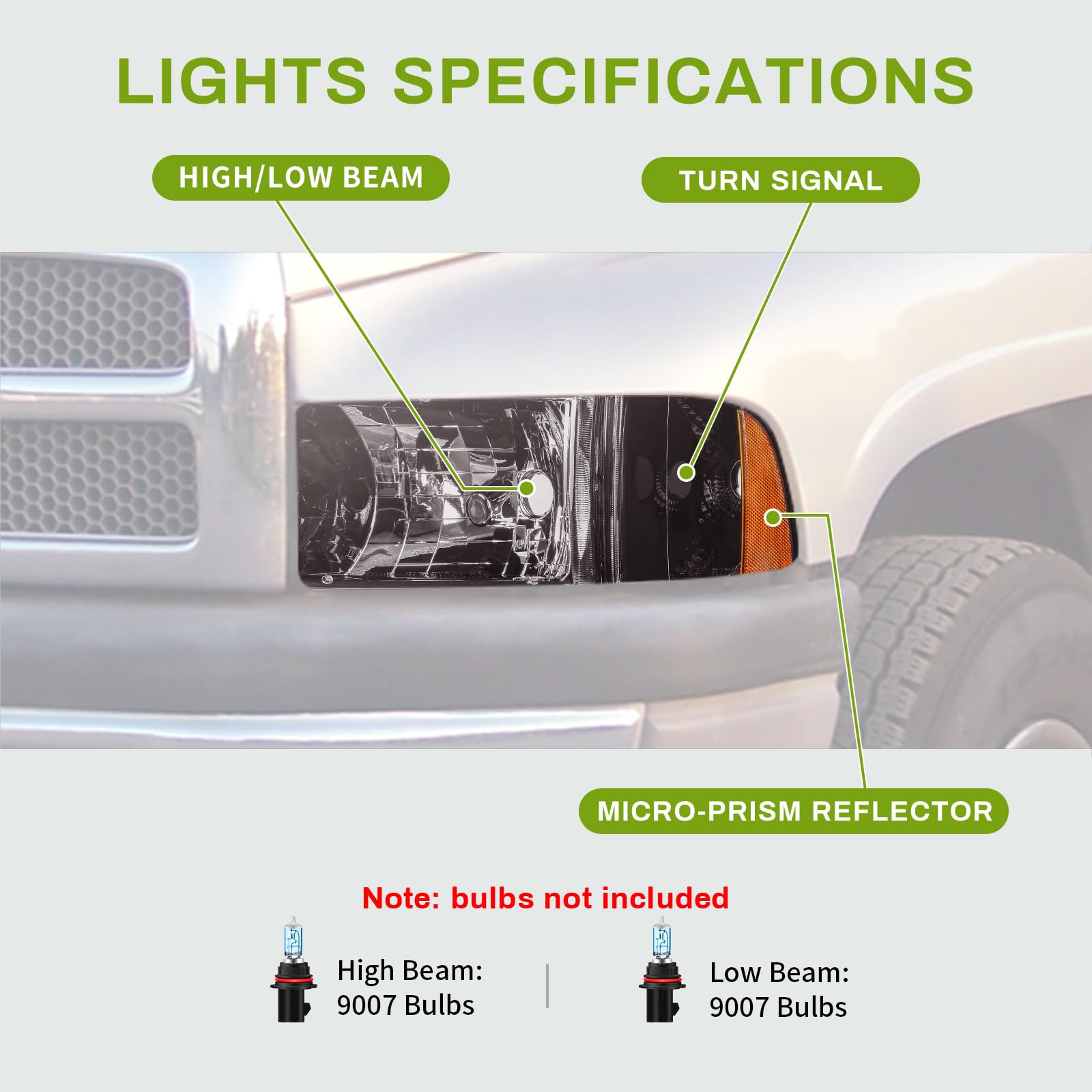 Autosaver88 Headlight Assembly Compatible With 1994-2001 Dodge Ram 1500/1994 1995 1996 1997 1998 1999 2000 2001 2002 Dodge Ram P
