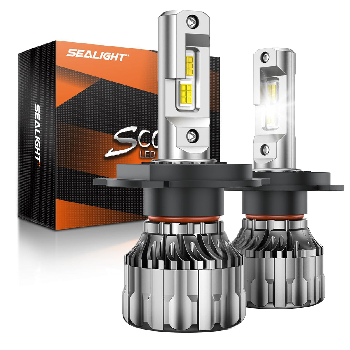 Sealight H4/9003/Hb2 Led Bulbs Hi/Low Beam, 36000Lm Ultra-Bright, 6500K Xeon White, 60000Hrs Long Life With Cooling Fan, H4 Dual