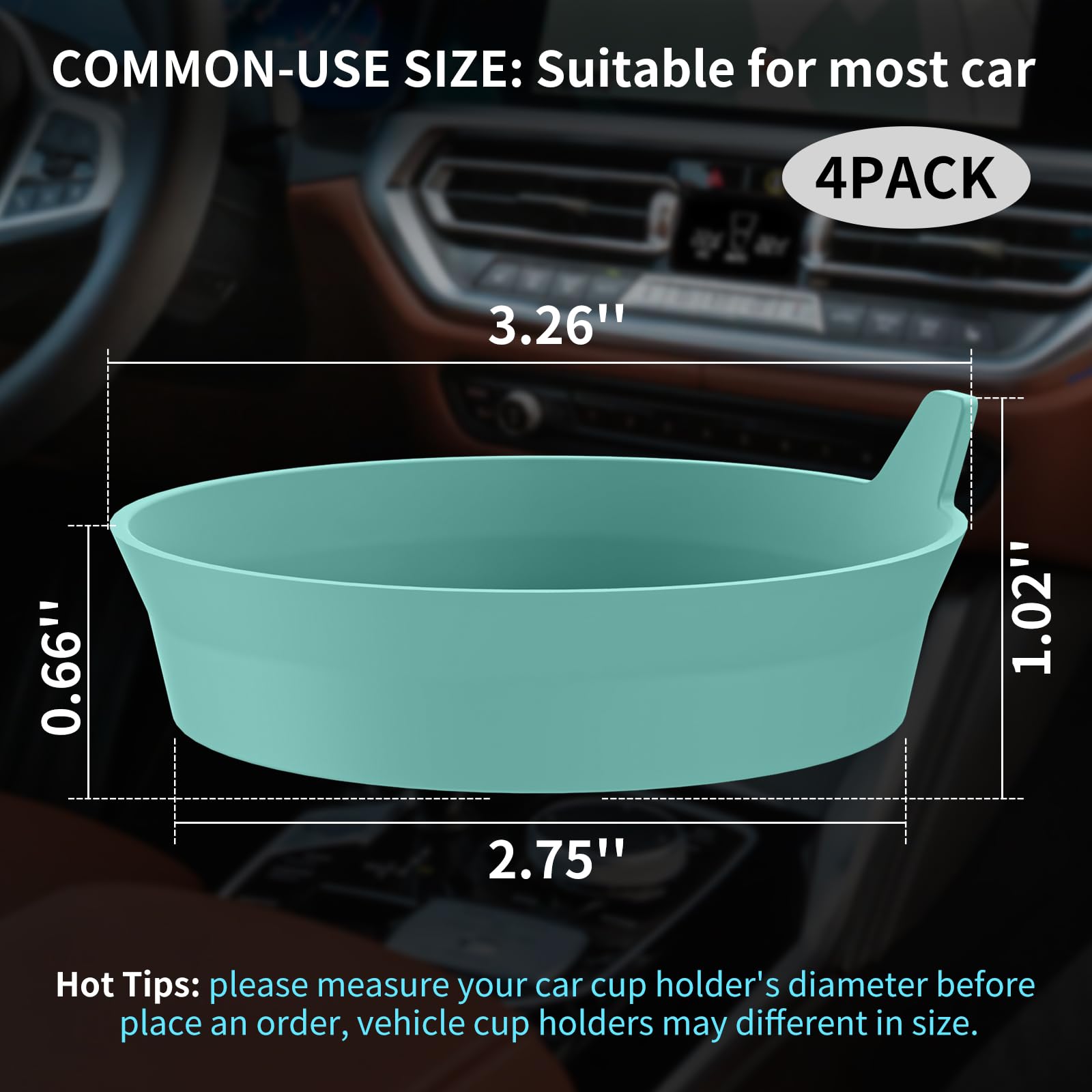 Me.Fan Car Cup Holder Coasters [4 Pack] Silicone Cups Mats, Automotive Universal Non-Slip Recessed Interior Accessories Teal Blu