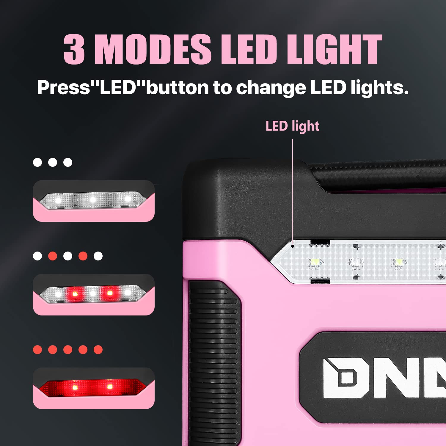 Dna Motoring Tools-00212 Pink 12V Dc Digital Tire Inflator Portable Air Compressor With Pressure Gauge For Cars, Bicycles, Motor