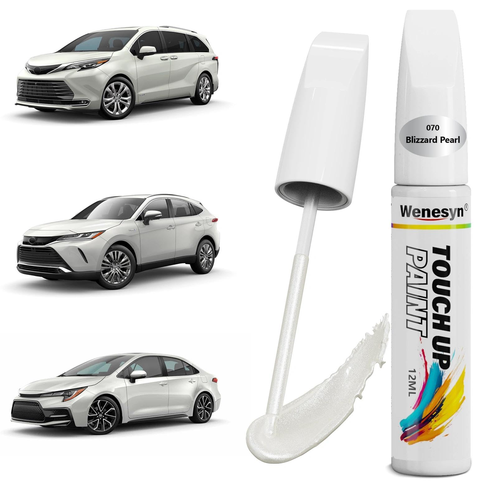 Wenesyn 070 Blizzard Pearl Touch Up Paint Compatible with Toyota, Car Paint Scratch Remover for Nicks & Chips Repair, Automotive