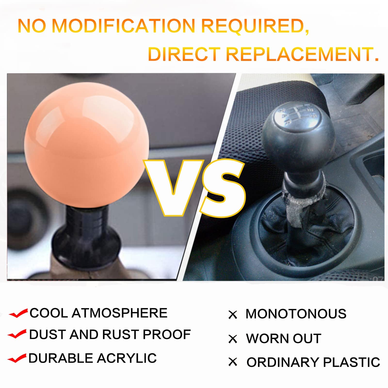 Yiuiy Round Ball Shift Knob Universal Luminous Gear Shift Knob 5 6 Speed For Manual Automatic Vehicles With Adapters (Pink To Re