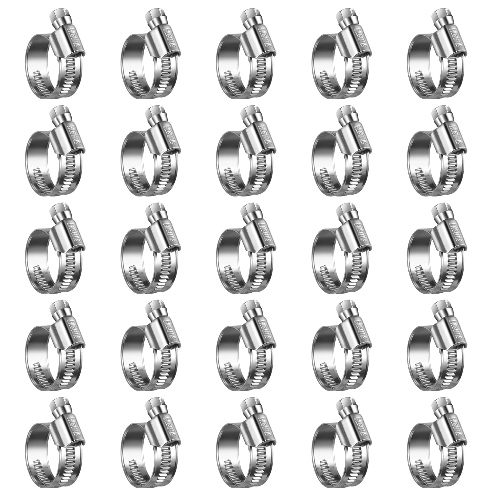 Steelsoft Heavy Duty Hose Clamp Size#10, 5/8 To 1-1/16 Inch Adjustable Worm Gear Drive Hose Clamps Stainless Steel 304 For Fuel 