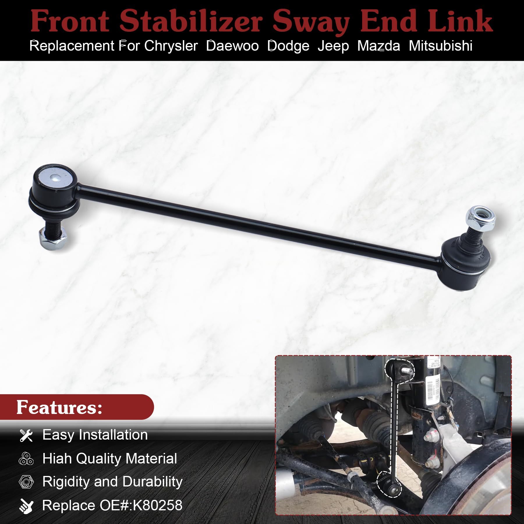 Stiueoav K80258 Sway Bar Link - Front Stabilizer End Link Compatible With 2007-2010 Chrysler Sebring?2011-2014 Chrysler 200?2007