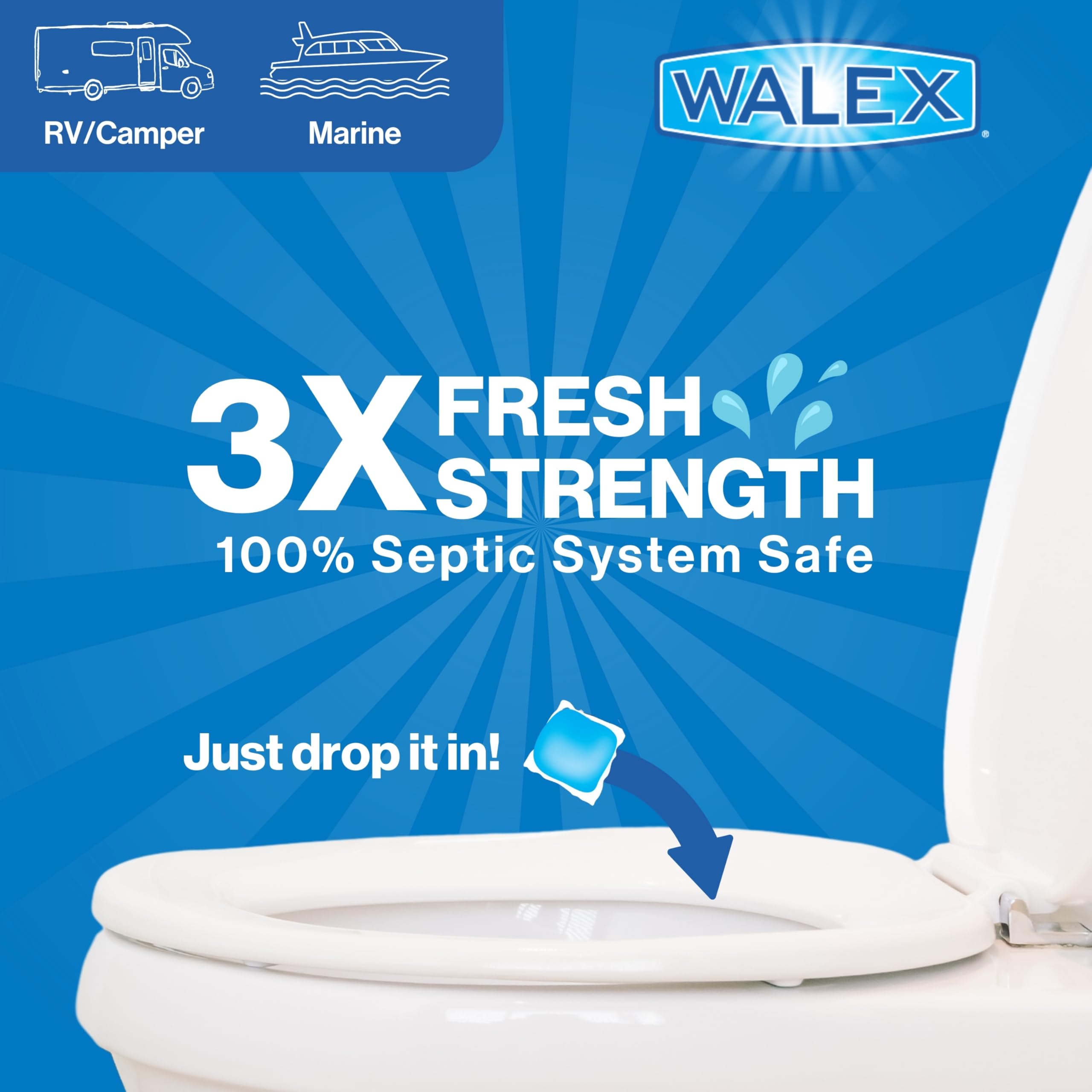 Walex Fresh-Pak Rv/Marine Holding Tank Treatment - Black Water Holding Tank Deodorizer For Rapid Breakdown Of Waste & Toilet Pap