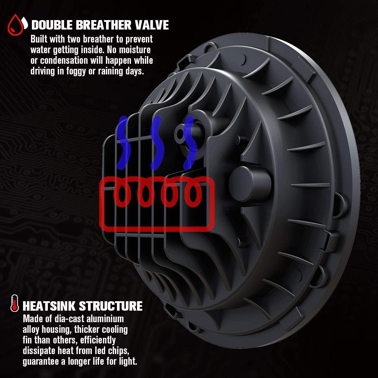 GXENOGO 7 LED Halo Headlights with Amber White DRL, Compatible with 2007-2017 Jeep Wrangler JK JKU, Black - 1 Pair Replacement