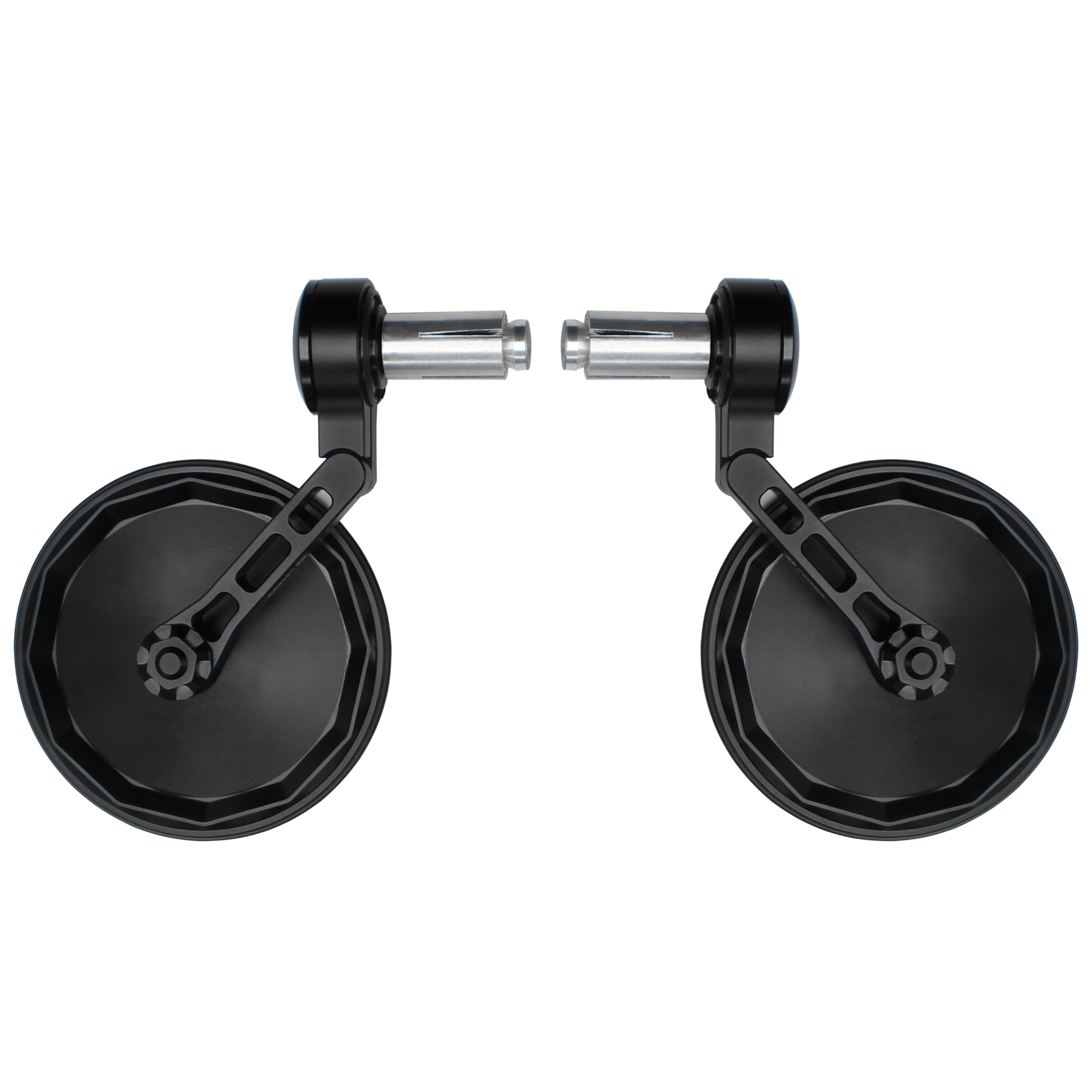 Fenrir Motorcycle Handlebar Bar End Mirror Cnc Aluminum Black Round Cafe Racer Foldable Anti-Vibration Anti-Glare Large Field Of