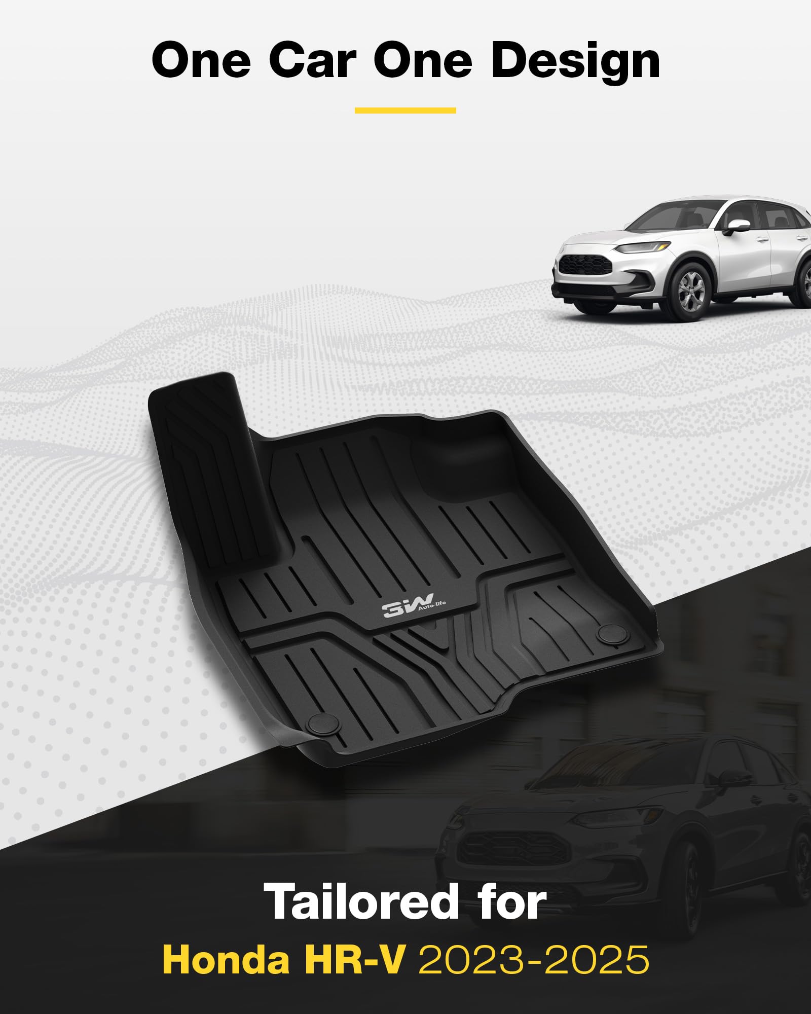 3W Floor Mats & Cargo Liner Fit for Honda HR-V 2023 2024 2025, Honda HRV Accessories TPE All Weather Custom Fit Floor Liner and