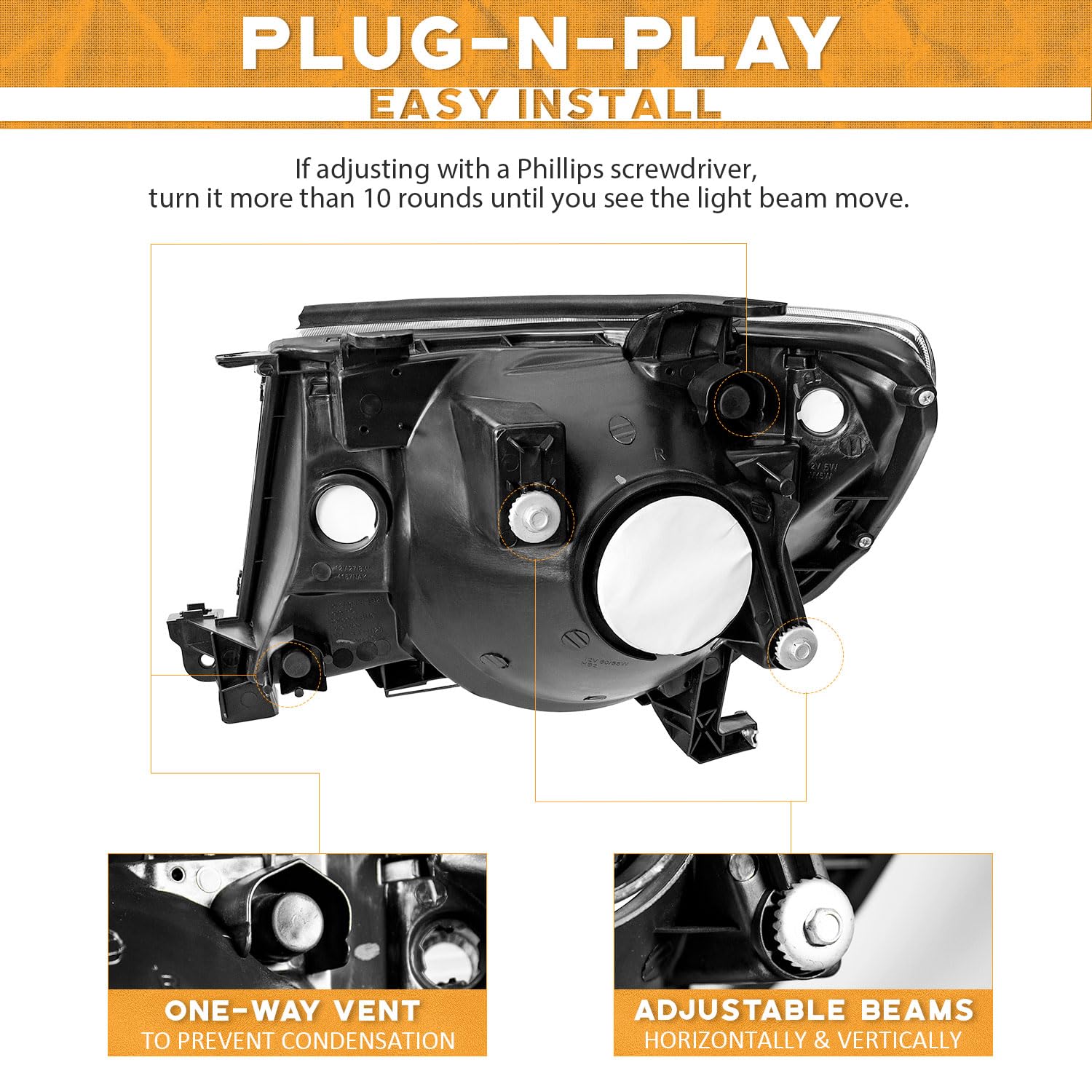Weelmoto Headlights Assembly Compatible With 2005-2011 Toyota Tacoma Headlights Assemblies For 05 06 07 08 09 10 11 Tacoma Headl