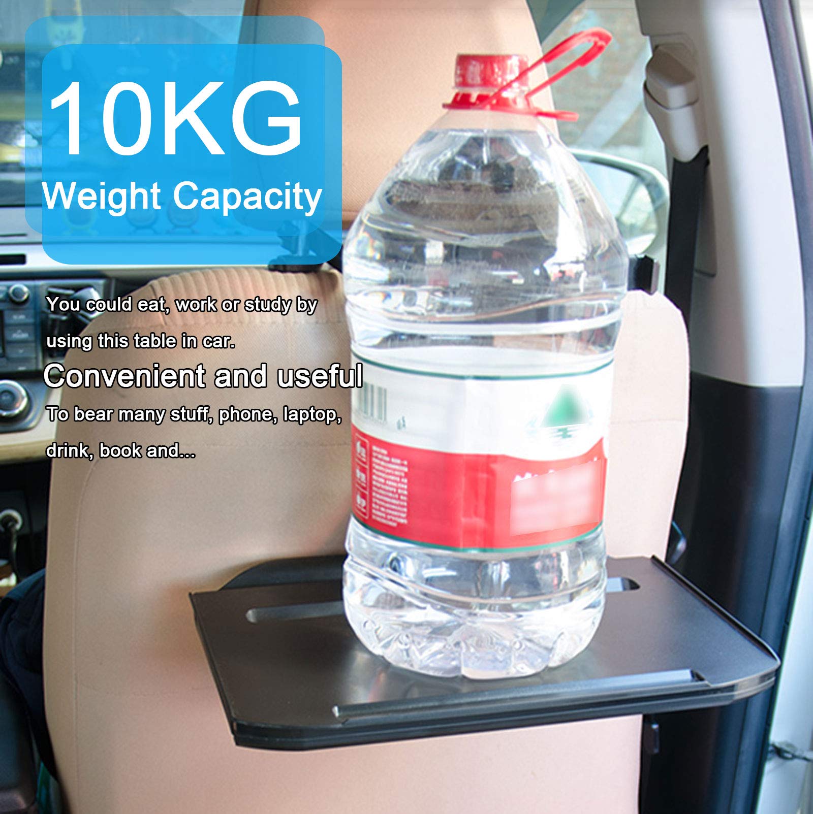 Kwak'S Car Table Multifunctional Folding Desk For Car Steering Wheel Back Seat Double Drawers Food Tray In Car Drink Holder Stab