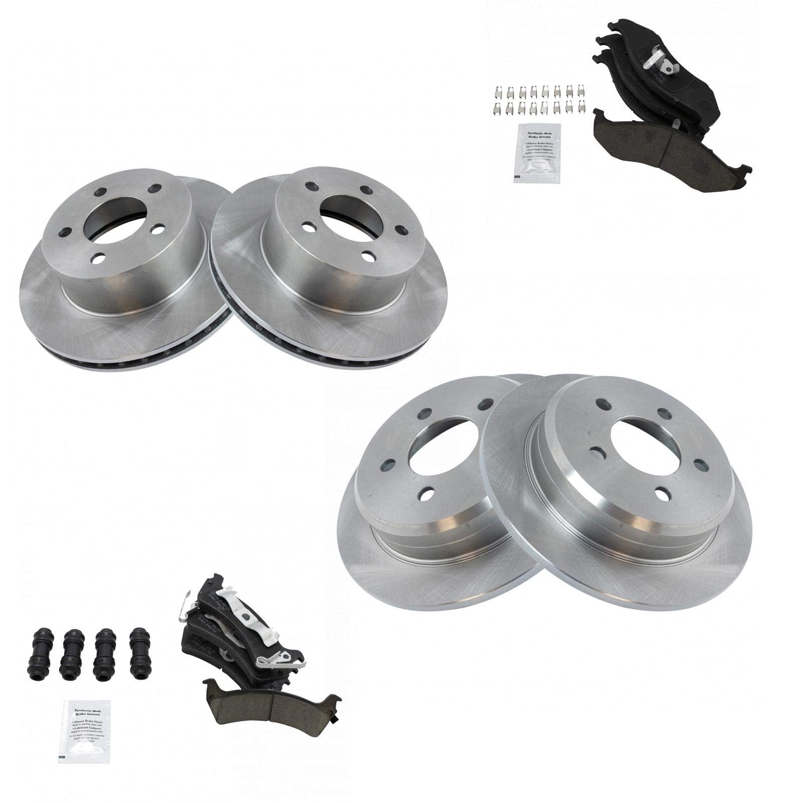 Trq Front And Rear Brake Pad & Rotor Kit Brake Pads Brake Rotor Ceramic Compatible With 1995-1998 Jeep Grand Cherokee