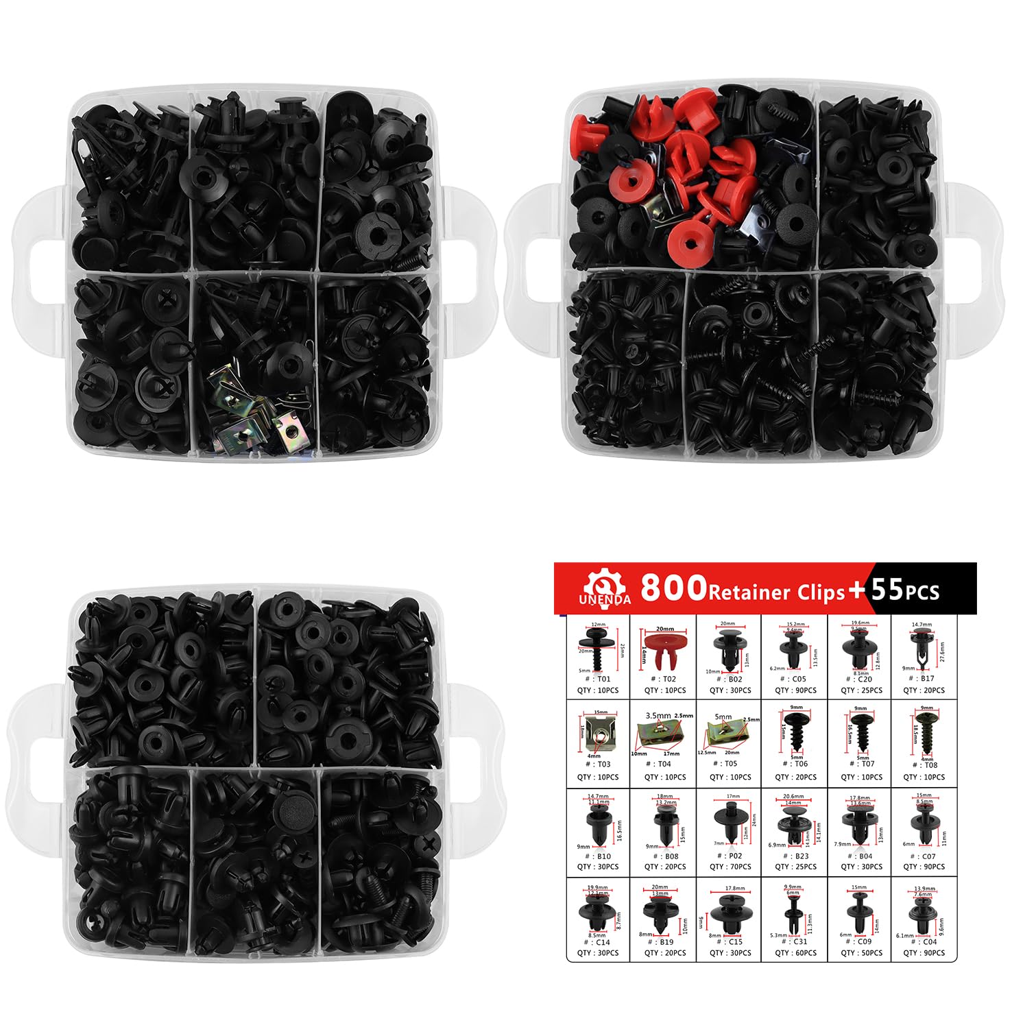 Car Push Retainer Clips 24 Most Popular Sizes Fasteners 855 Pcs Automotive Plastic Clips Auto Push Pin Rivets Set With 10 Cable