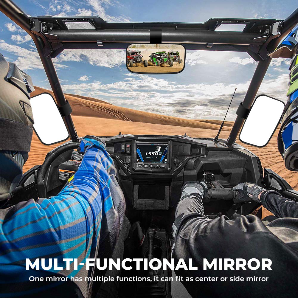 2022 Utv Mirror, Issyauto Clear Convex Mirror With Shatterproof Tempered Glass And 1.5-2 Mount Compatible With 2021 Polaris Rzr Pro Xp, Commander And Maverick X3, Viking, Rhino, Pioneer, Kubota Rtv
