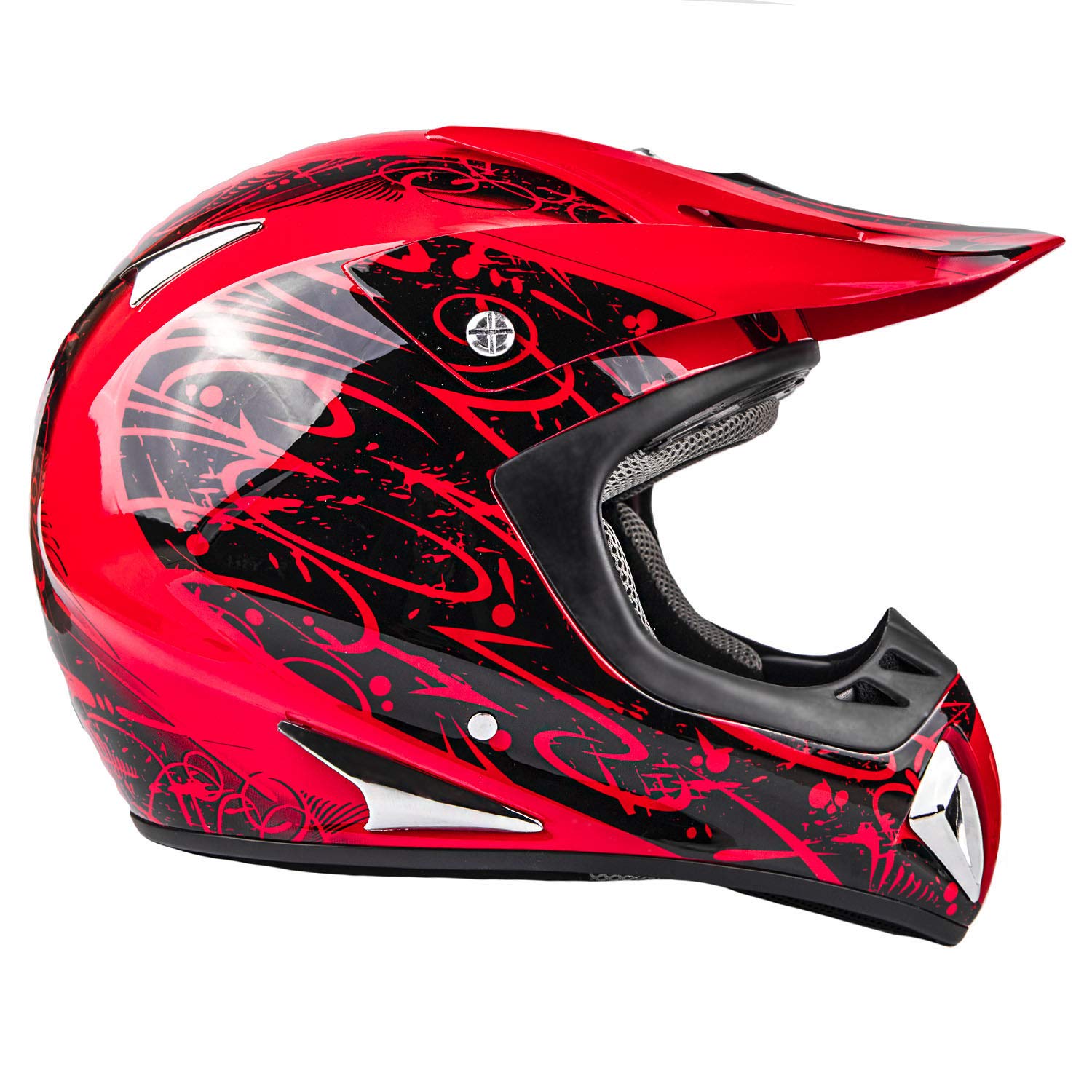 Typhoon Adult Atv Mx Helmet Goggles Gloves Gear Combo Red With Red ( Xxl )