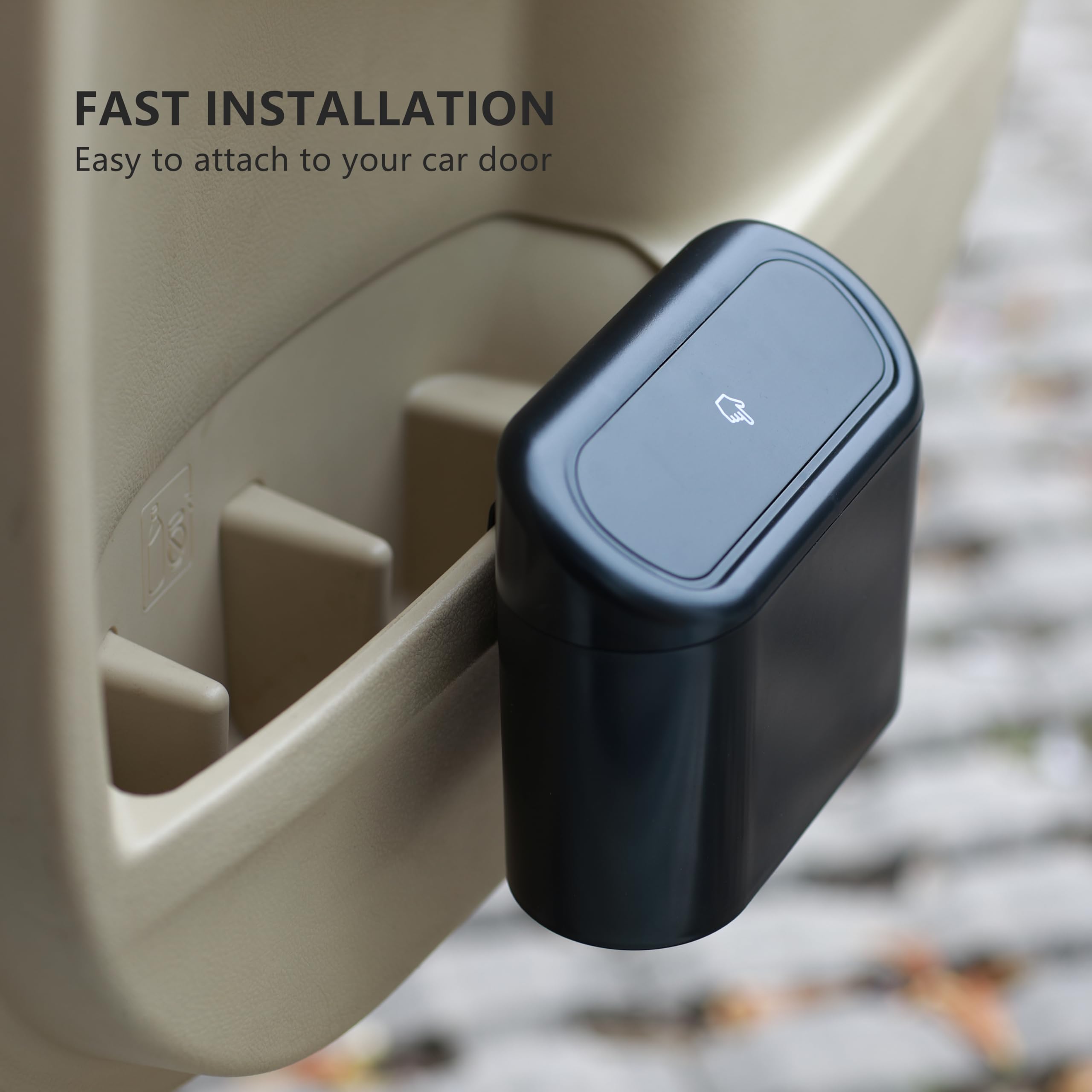 Ginsco 2 Pack Mini Car Trash Can With Lid, Small Garbage Can, Cute Leakproof Abs Trash Bin For Interior, Home, Office With 120Pc