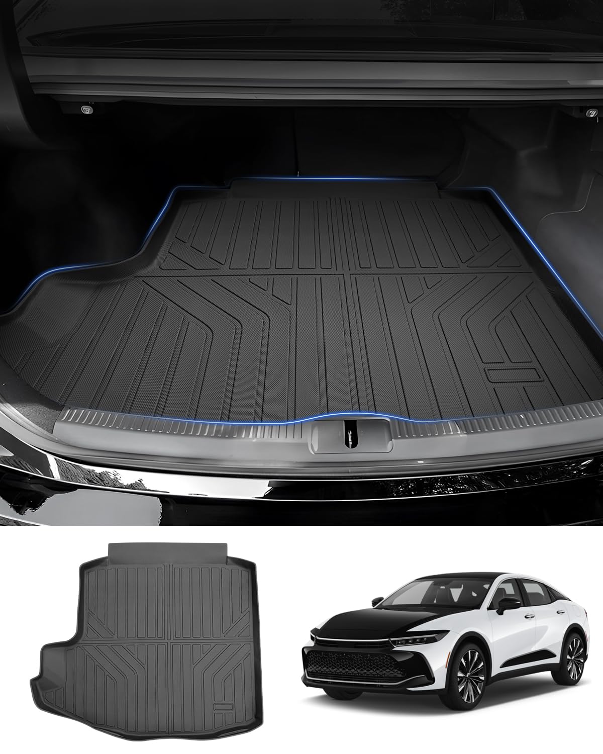 Powerty Trunk Mat For Toyota Crown 2023 2024 2025 Accessories Cargo Mats Tpe All Weather Cargo Liner Heavy-Duty Trunk Liners