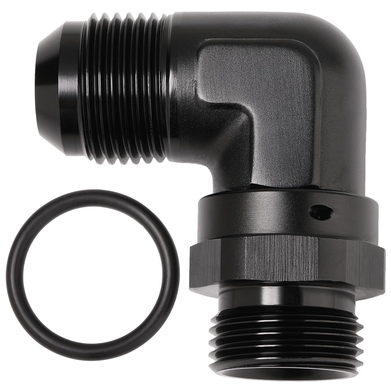 Podavelle 12An Male Flare To 12An -12 Orb O-Ring Boss 90 Degree Swivel Fitting Adapter Aluminum Black