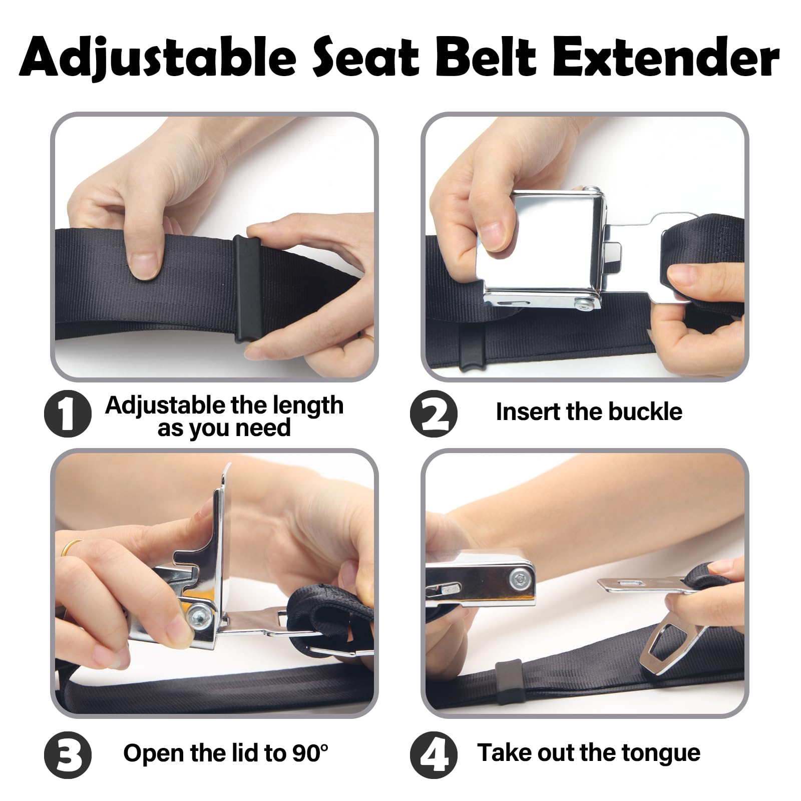 Coolrunner 2 in 1 Airplane Seat Belt Extender - Adjustable 7-32" - Fits All Airlines - Black - Includes Free Carrying Case