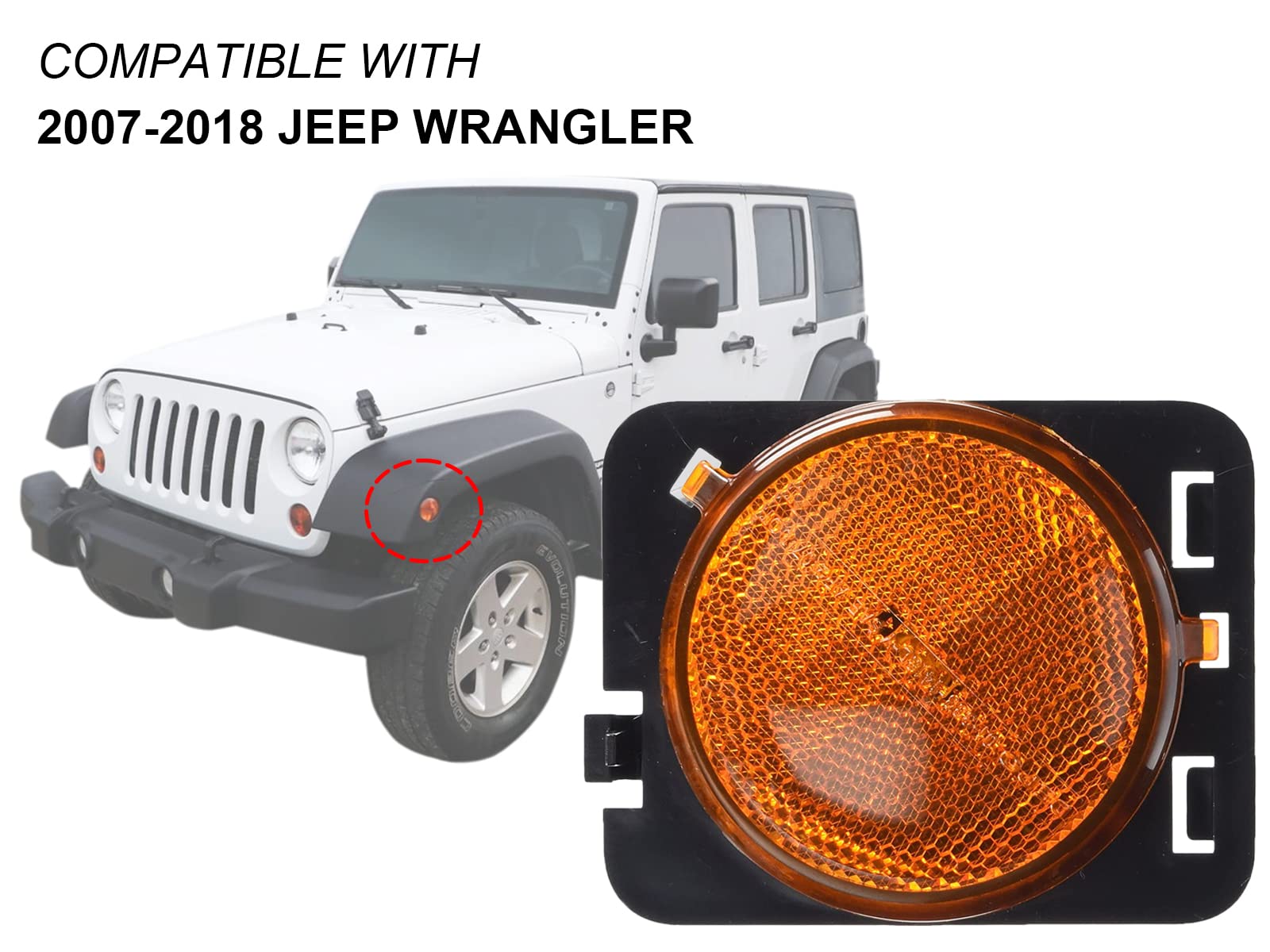 Auto Parts Avenue Apa Replacement Side Marker Light For 2007-2018 Wrangler With Bulb Included Driver Left Side 55078145Aa Ch2550127