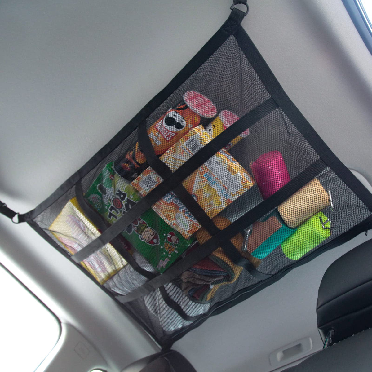 Auszuoi Car Ceiling Cargo Net Pocket,31''X21'' Strengthen Load-Bearing Adjustable Double-Layer Mesh Car Roof Organizer For,Suv T
