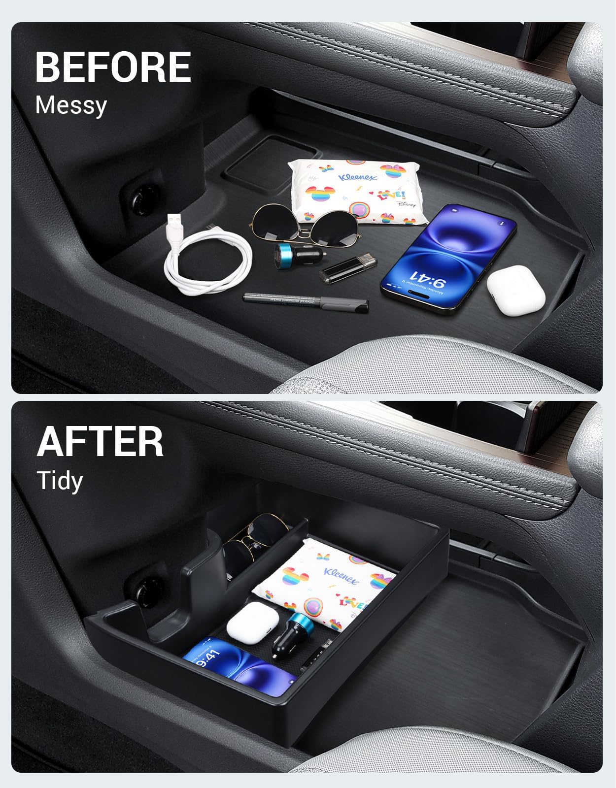 Ecarzo 2025 Upgraded Console Bottom Organizer Compatible With 2021-2025 Toyota Sienna Accessories, Lower Center Console Tray Sto
