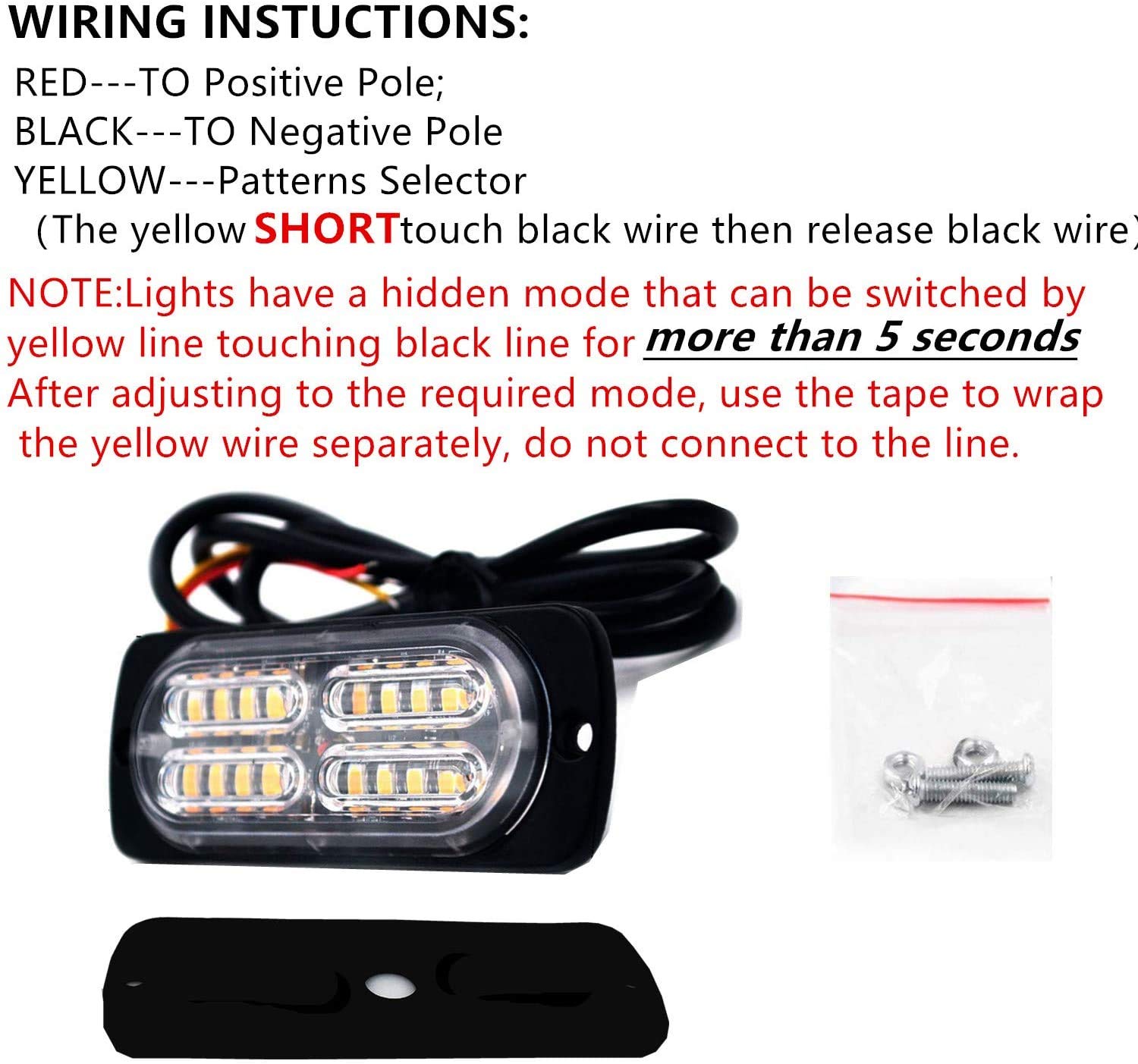 Ease2U E 12-24V 20-Led Super Bright Emergency Warning Caution Hazard Construction Waterproof Amber Strobe Light Bar With 32 Diff