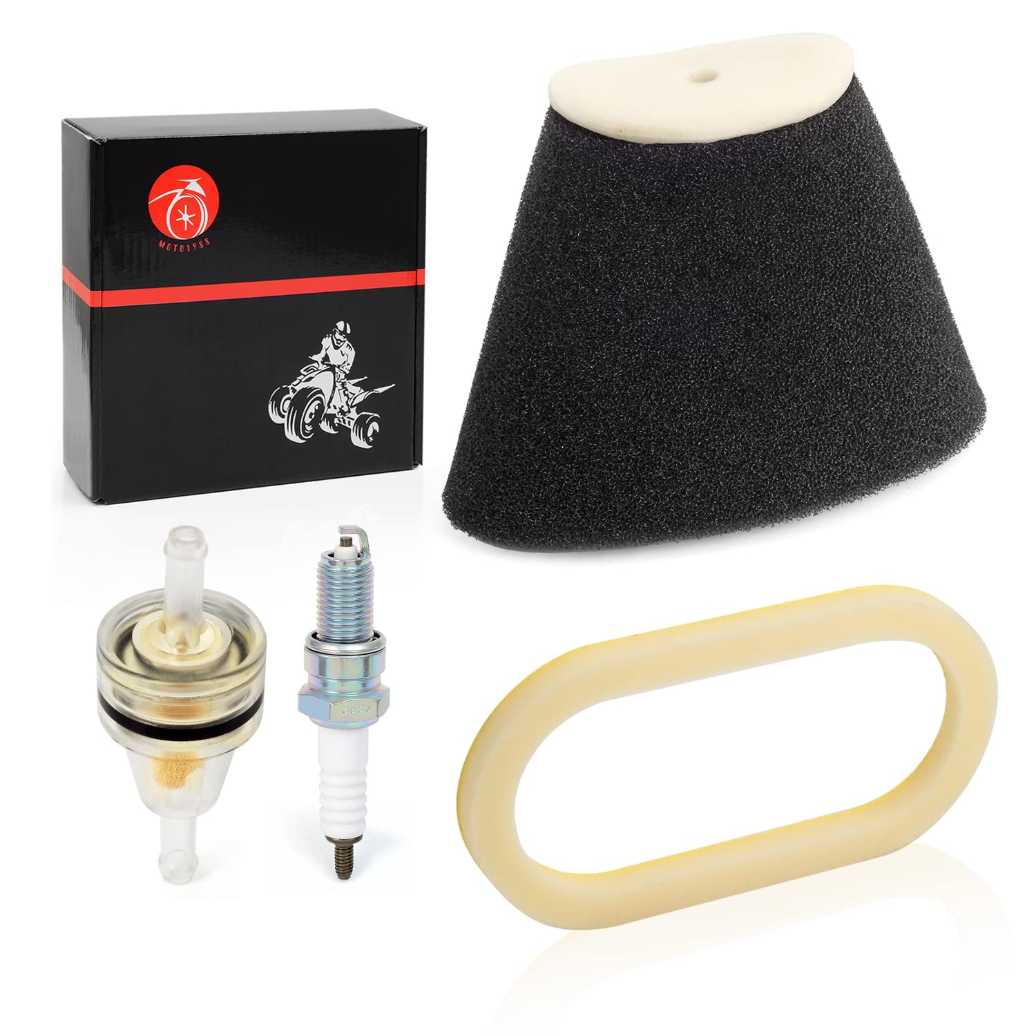 Air Filter Foam & Spark Plug Compatible With Yamaha Raptor 660R 660 R Yfm660R 2001 2002 2003 2004 2005 5Lp-14451-01-00