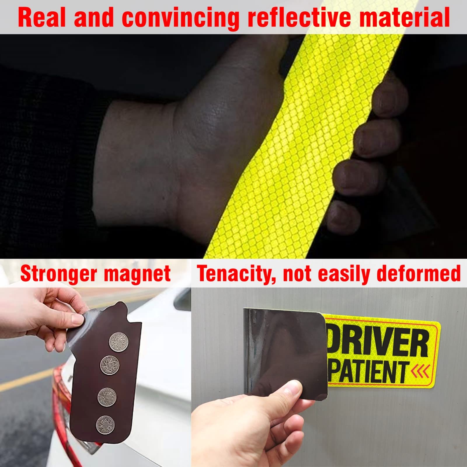 Elderly Driver Car Magnet,Elderly Driver Signs For Car,Reflective Elderly Driver Magnet For Car,Please Be Patient Elderly Driver