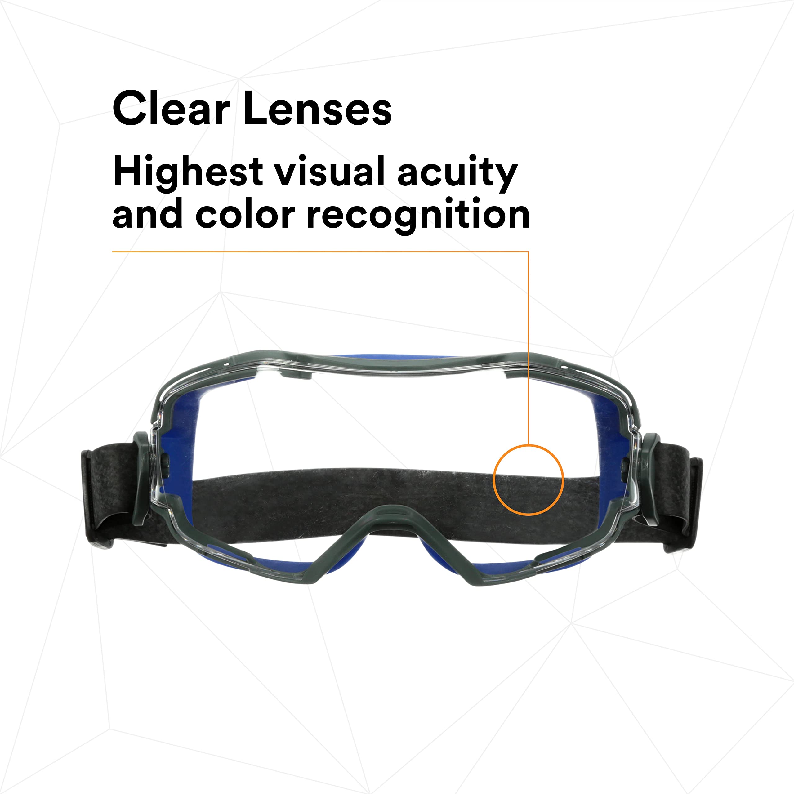 3M Gogglegear 6000 Series, Gg6001Nsgaf-Blu, Blue Shroud, Neoprene Strap, Scotchgard Anti-Fog Coating, Clear Af-As Lens