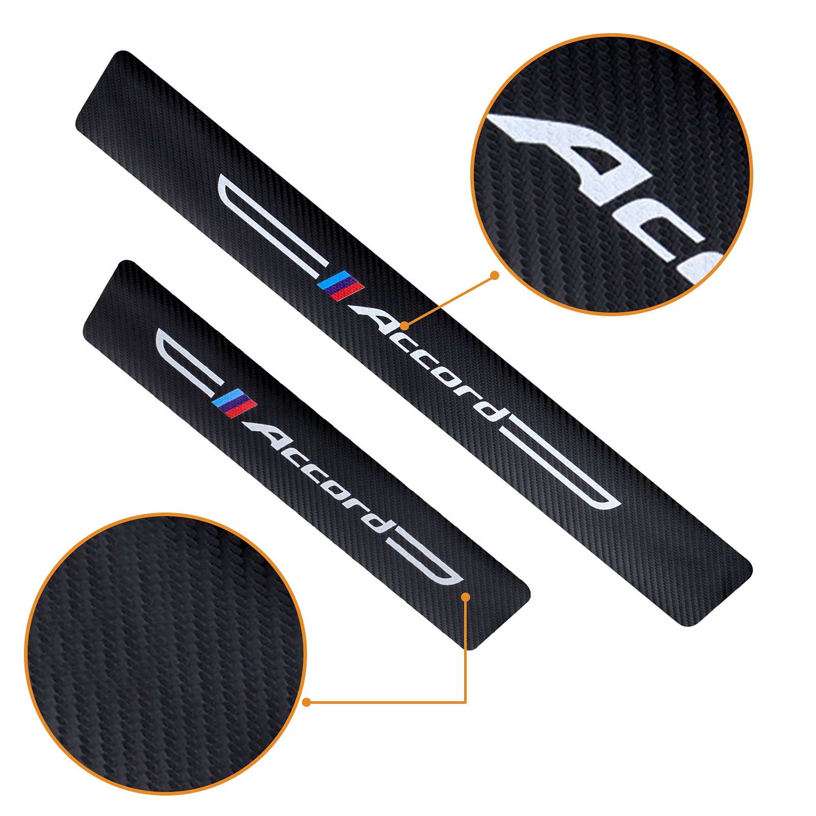 Cotree 4Pcs Carbon Fiber Textured Leather Car Door Sill Protector Compatible With Accord, Car Door Threshold Protector, Car Door