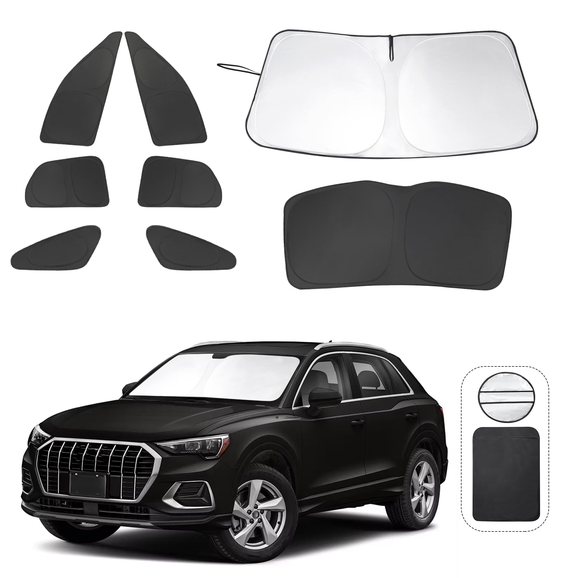 8Pcs Yycke Window Shades For Q3 2019-2024 For Audi Accessories Car Side Full Windows Rear Triangular Windshield Sun Shade Sun Uv