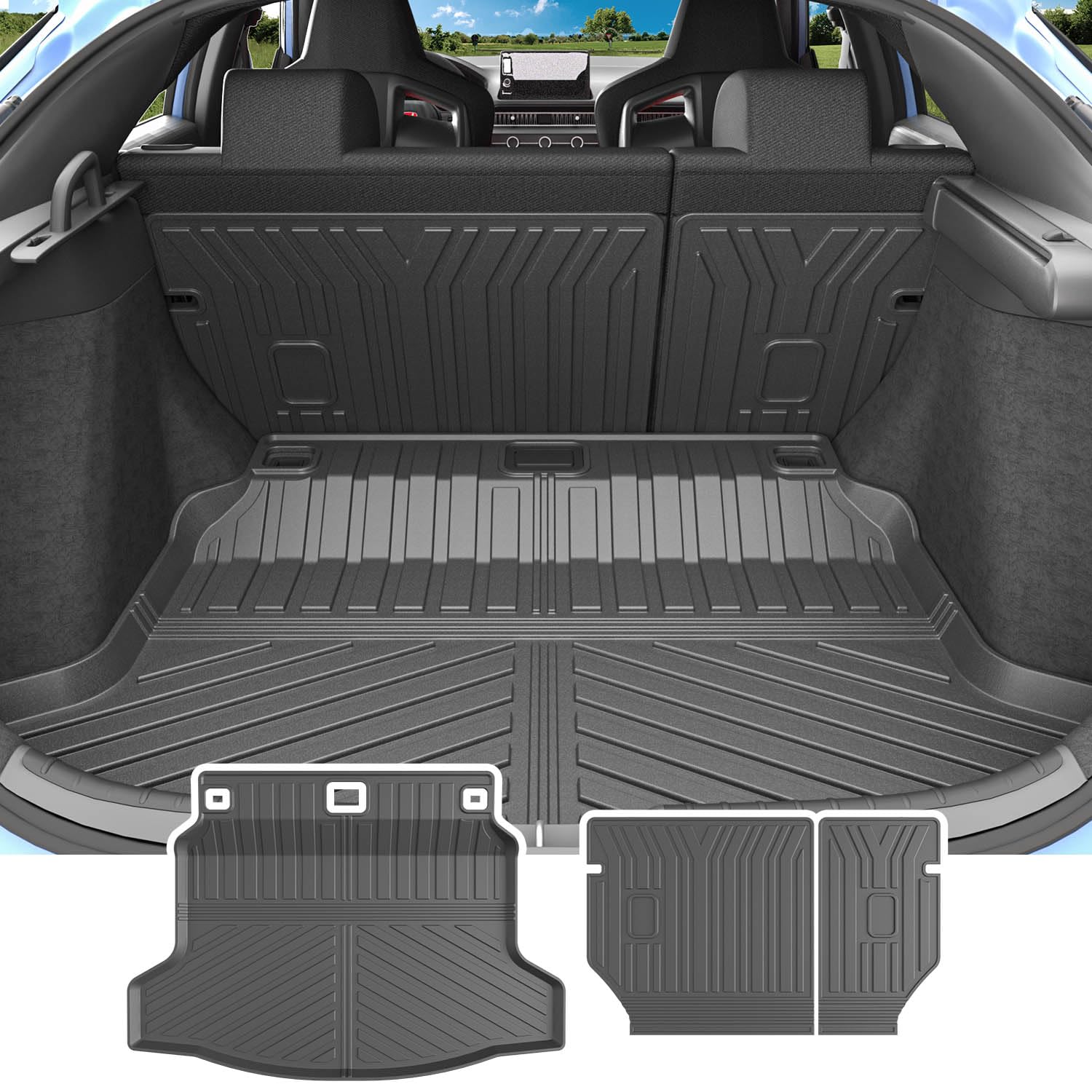 Powoq Trunk Mat Compatible With 2022-2024 2025 Honda Civic Hatchback Backrest Mat Tpe Cargo Liner Replacement For 2022-2025 Hond