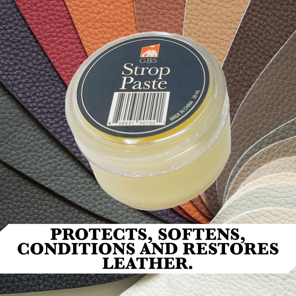 G.B.S Leather Strop 30Ml Conditioning Paste Professional Hone And Sharpen Your Shaving Razor, Blade, Knives, Cutlery And Tools-