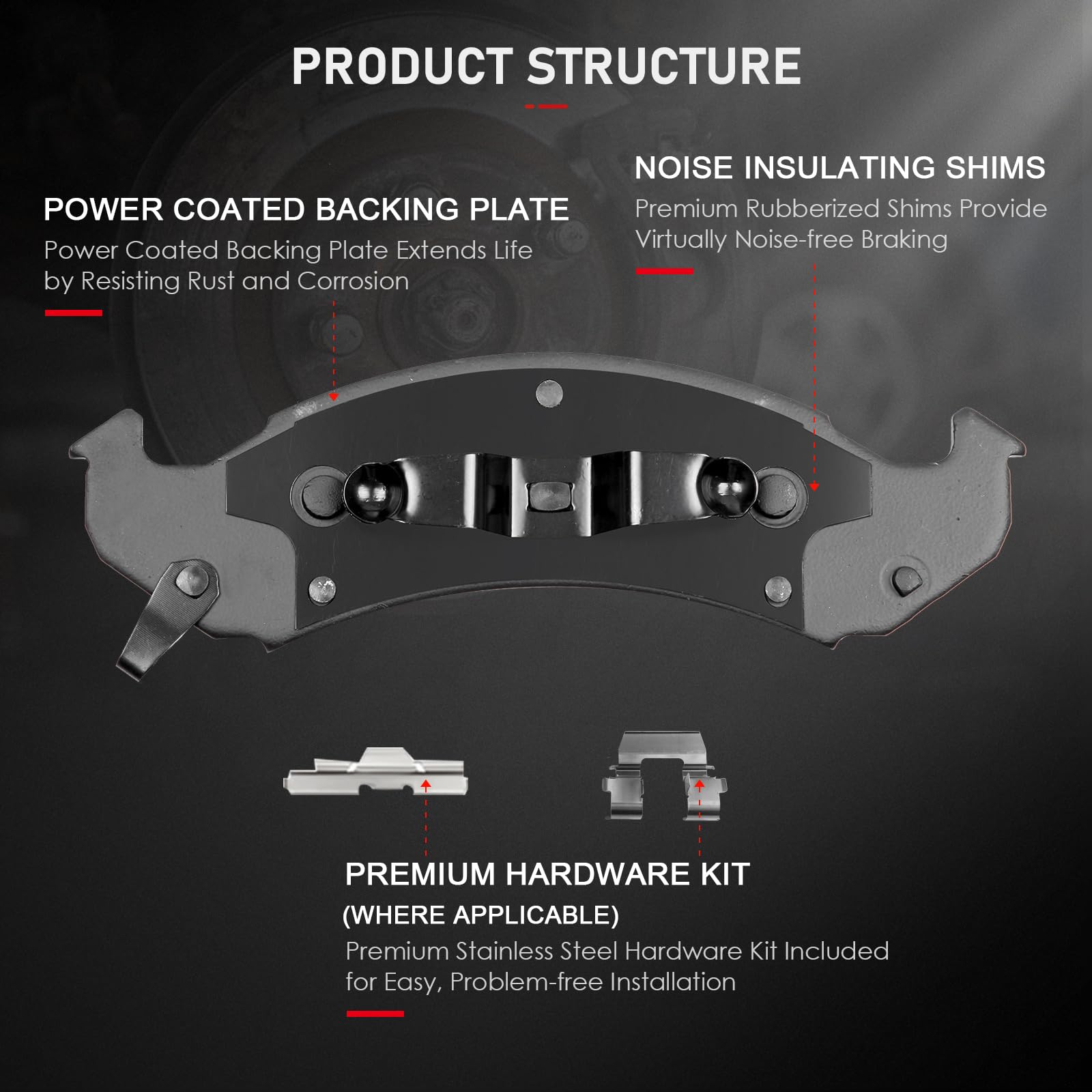 Cciyu D714/D623 Front & Rear Ceramic Disc Brake Pads Kit For Buick Riviera 95-96, Cadillac (Deville, Eldorado, Seville) 94-96, O