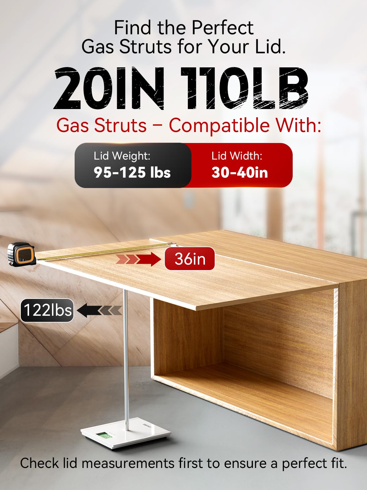 Vepagoo 20 Inch Gas Struts 110Lb/489N Shock With Mounting Brackets, Rv Bed Storage Door Lift Kit, Heavy Lid Duty Springs (Fit 95