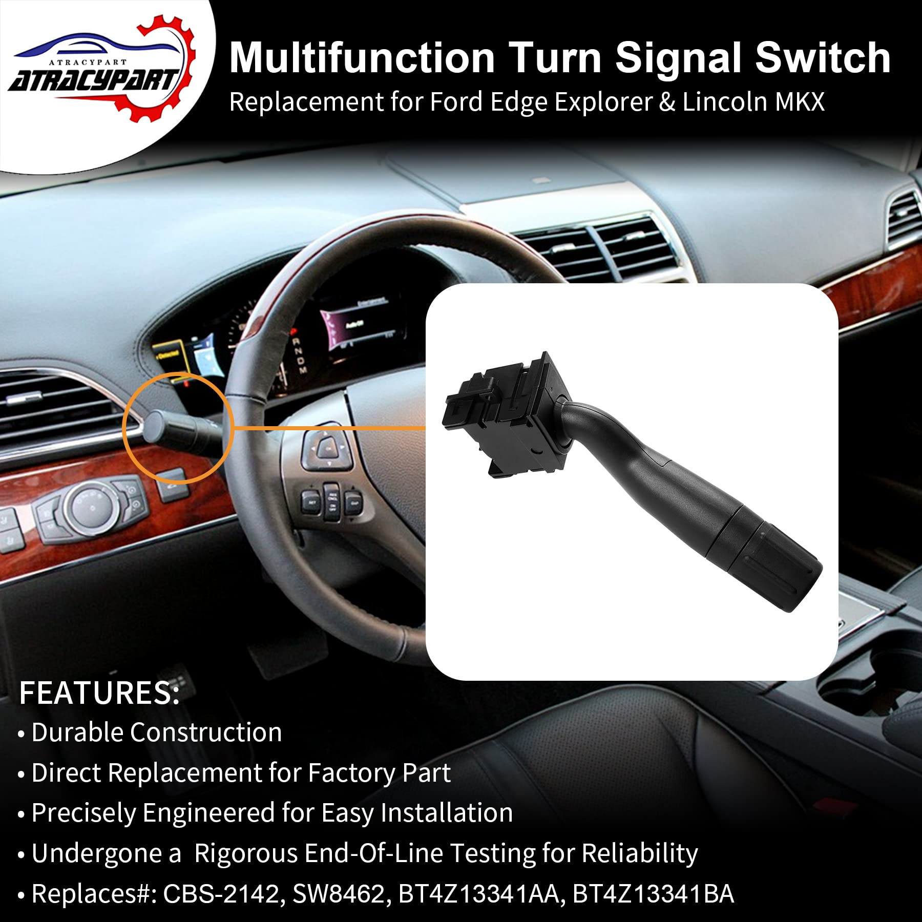 Multifunction Turn Signal Switch | Replacement For 2011-2012 Ford Edge Explorer & Lincoln Mkx | Replaces# Cbs-2142, Sw8462, Bt4Z13341Aa