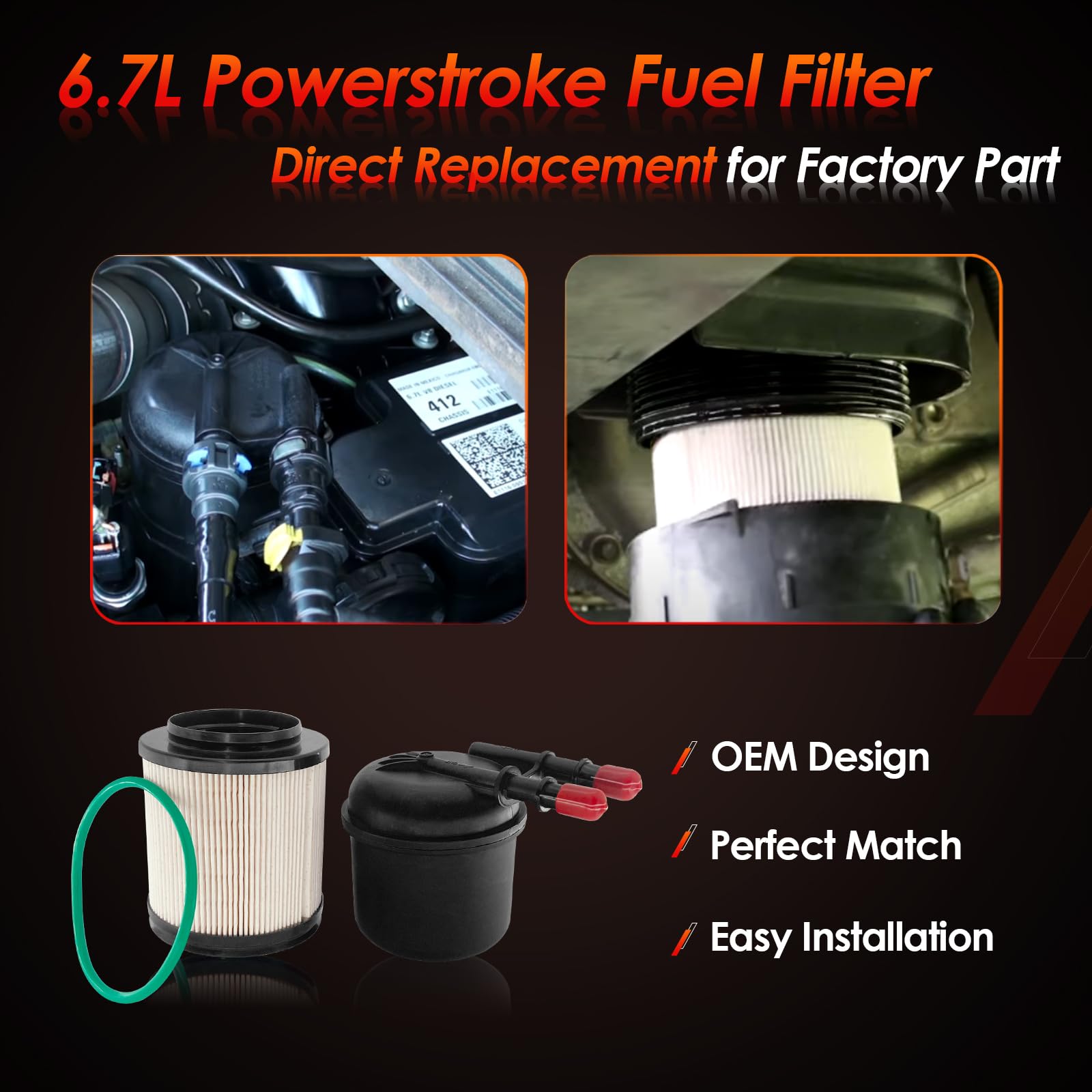 6.7 Powerstroke Diesel Fuel Filter Water Separator Replacement For 2011-2016 Ford F250 F350 F450 F550 Super Duty V8 Diesel Engin