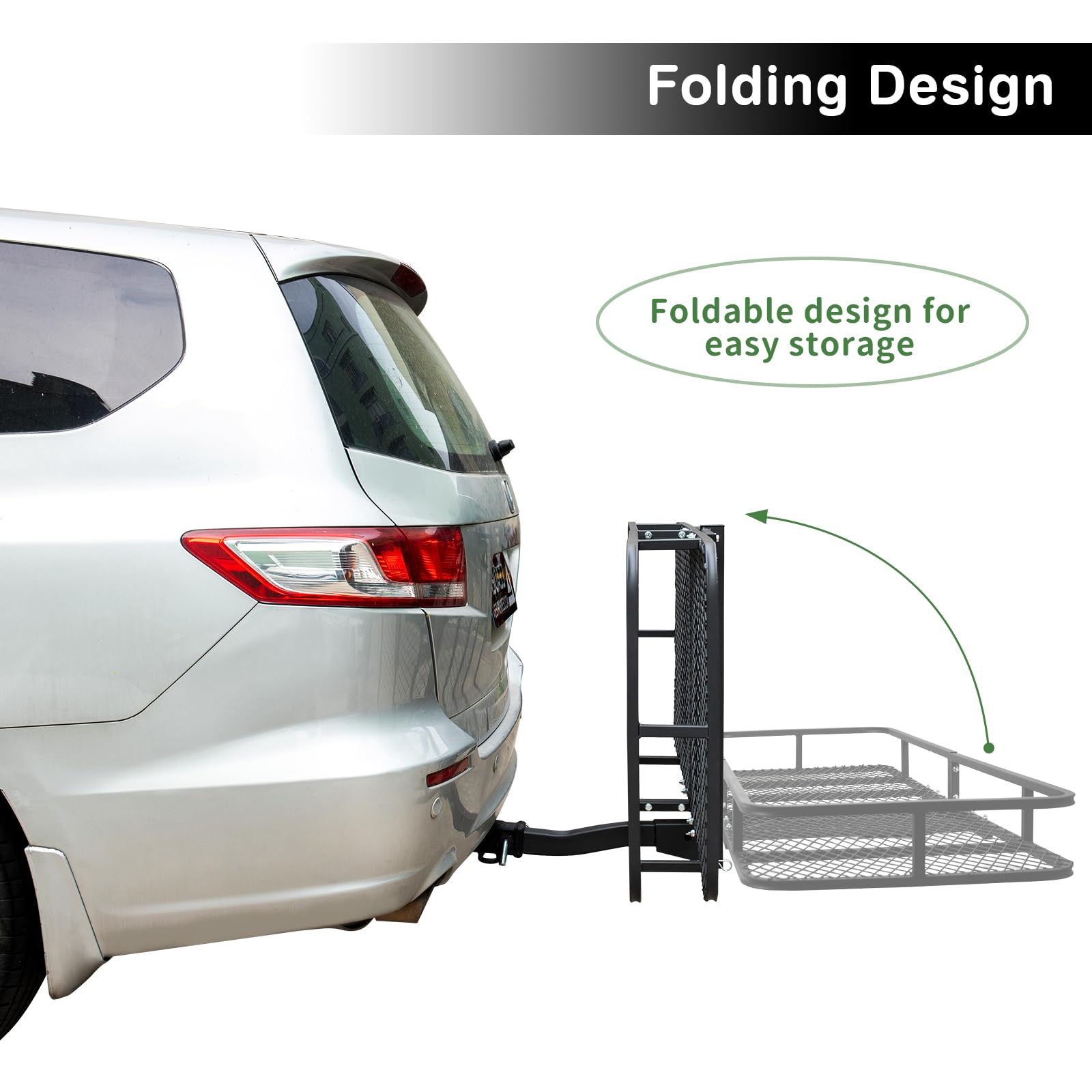 Leader Accessories Trailer Hitch Cargo Carrier Rack With Bag, 60''X24''X6'' Folding Hitch Mount Vehicle Carrier Basket For Suv,