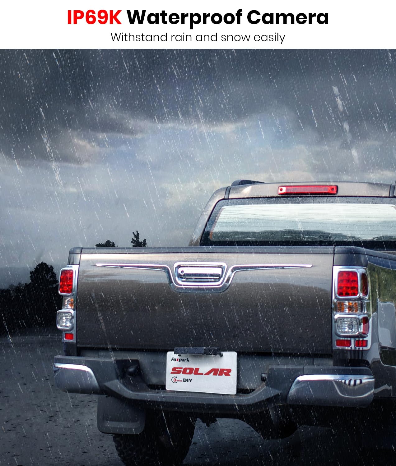 Foxpark Solar Wireless Backup Camera With Hd 1080P 5'' Monitor,3 Mins Diy Installation, Ip69K Waterproof Back Up Camera Systems,