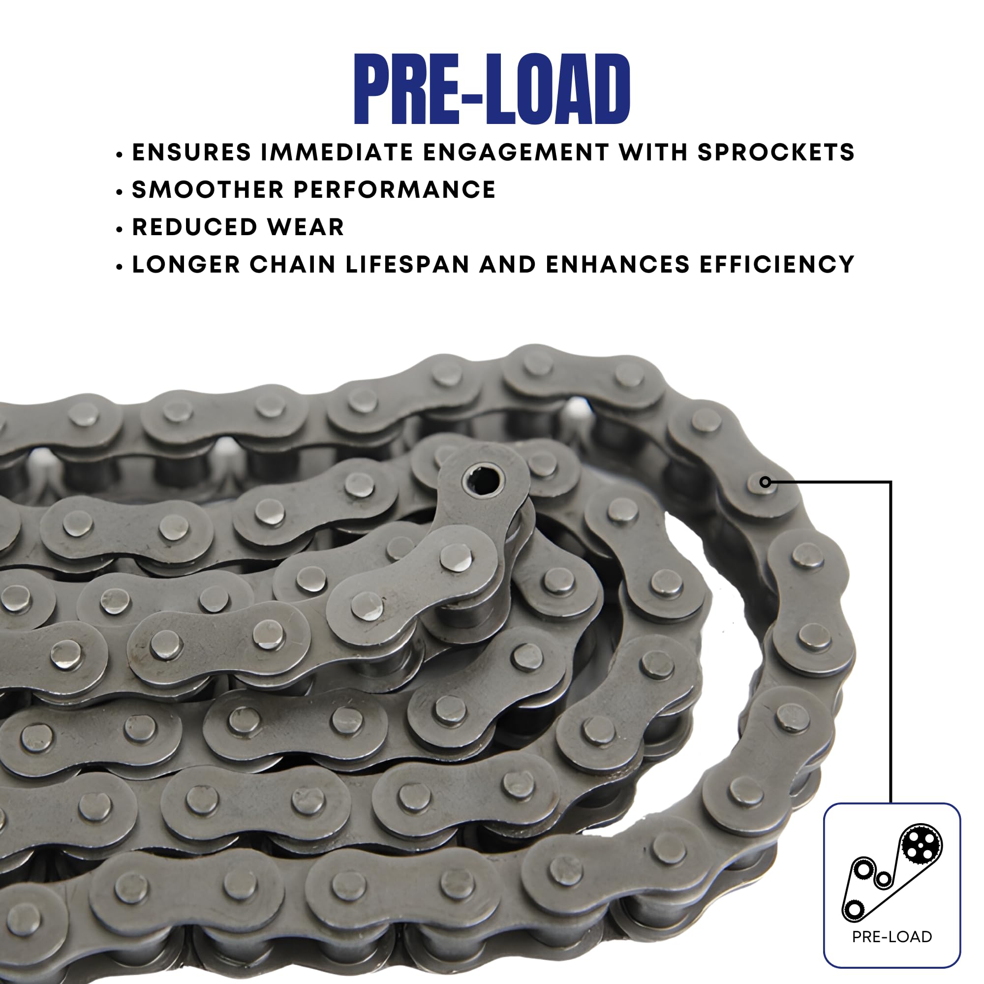 Jeremywell #35 Roller Chain 4 Feet (128 Links) + 1 Master Link for Go Karts, Mini Bikes, Motorcycles, Dirt Bike and Industrial M