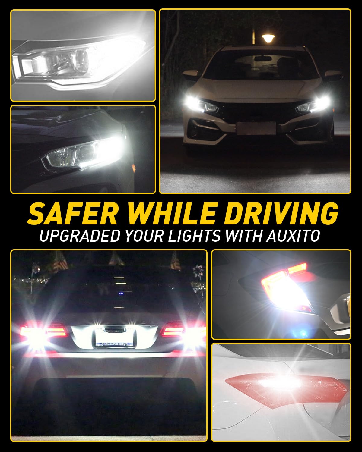 Auxito Canbus 3156 3157 Led Bulbs White 4000Lm Super Bright 3056 3457 4057 4157 With Built-In Resistor For Reverse Backup Parkin