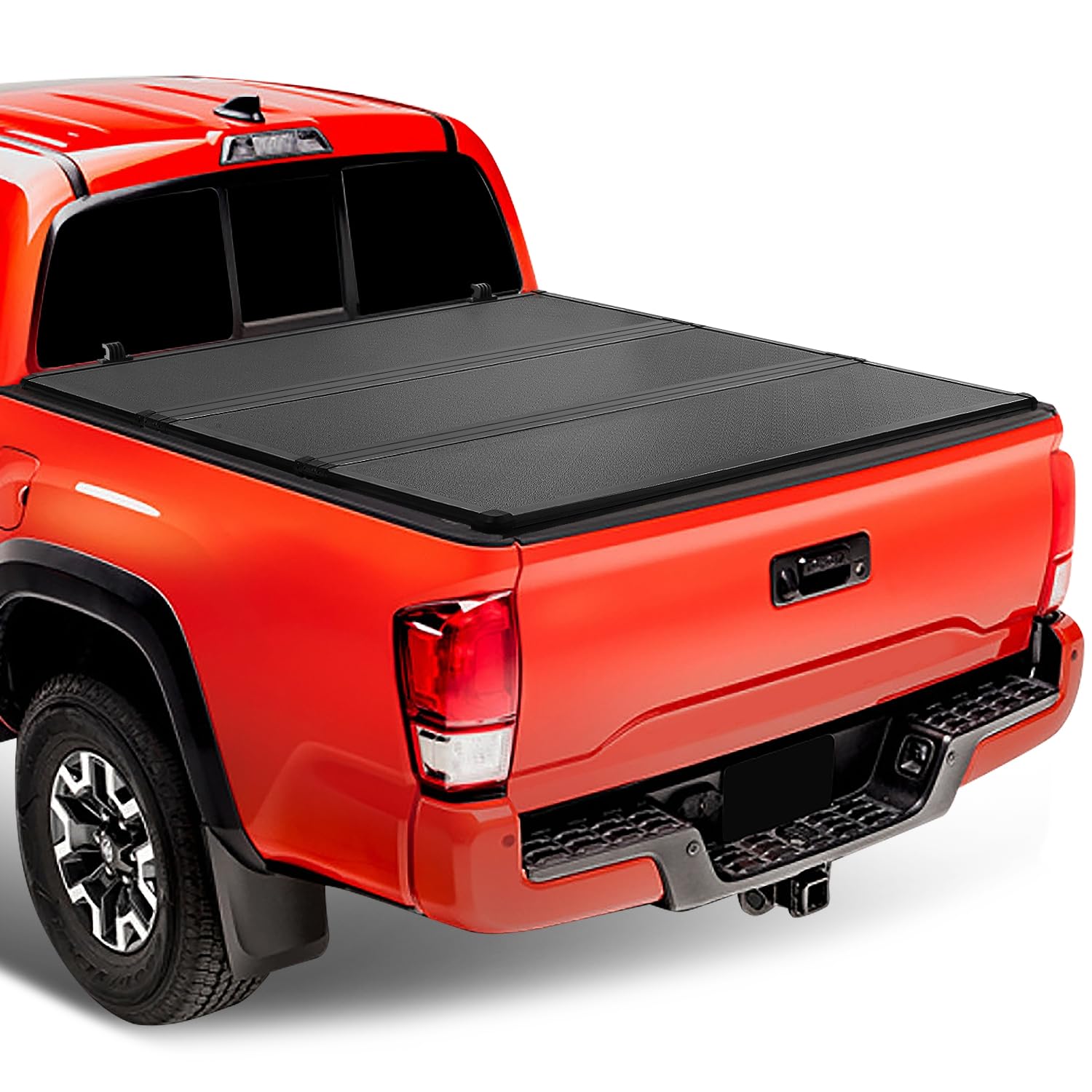 Auto Dynasty Frp Hard Tri-Fold Truck Bed Tonneau Cover Compatible With 2005-2015 Toyota Tacoma 6Ft Fleetside/Styleside Bed, Blac