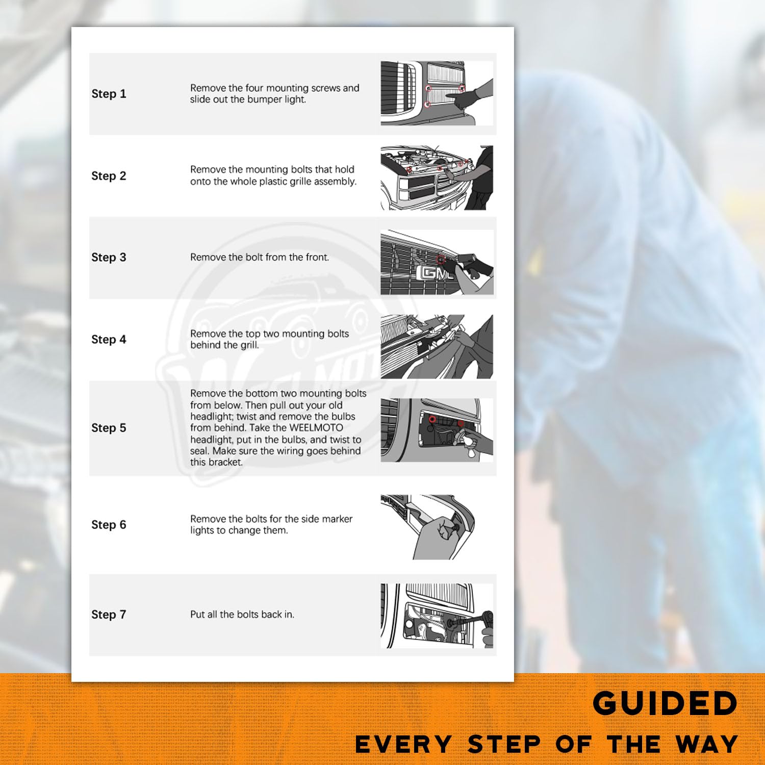 WEELMOTO Headlights Assembly for 1994-1998 Chevy C10, 94-98 C/K 1500 2500 3500, 94-98 Tahoe/Suburban/Silverado, 92-94 Blazer for