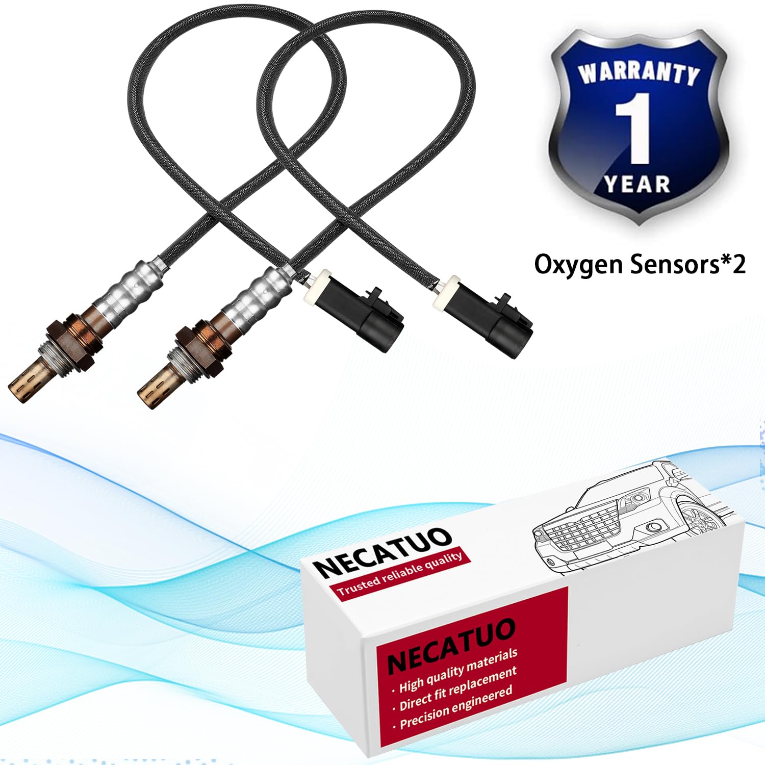 Necatuo 15716 15717 Upstream Downstream O2 Oxygen Sensor (Set Of 2) Compatible With Ford Ranger Mustang Expedition Explorer Esca