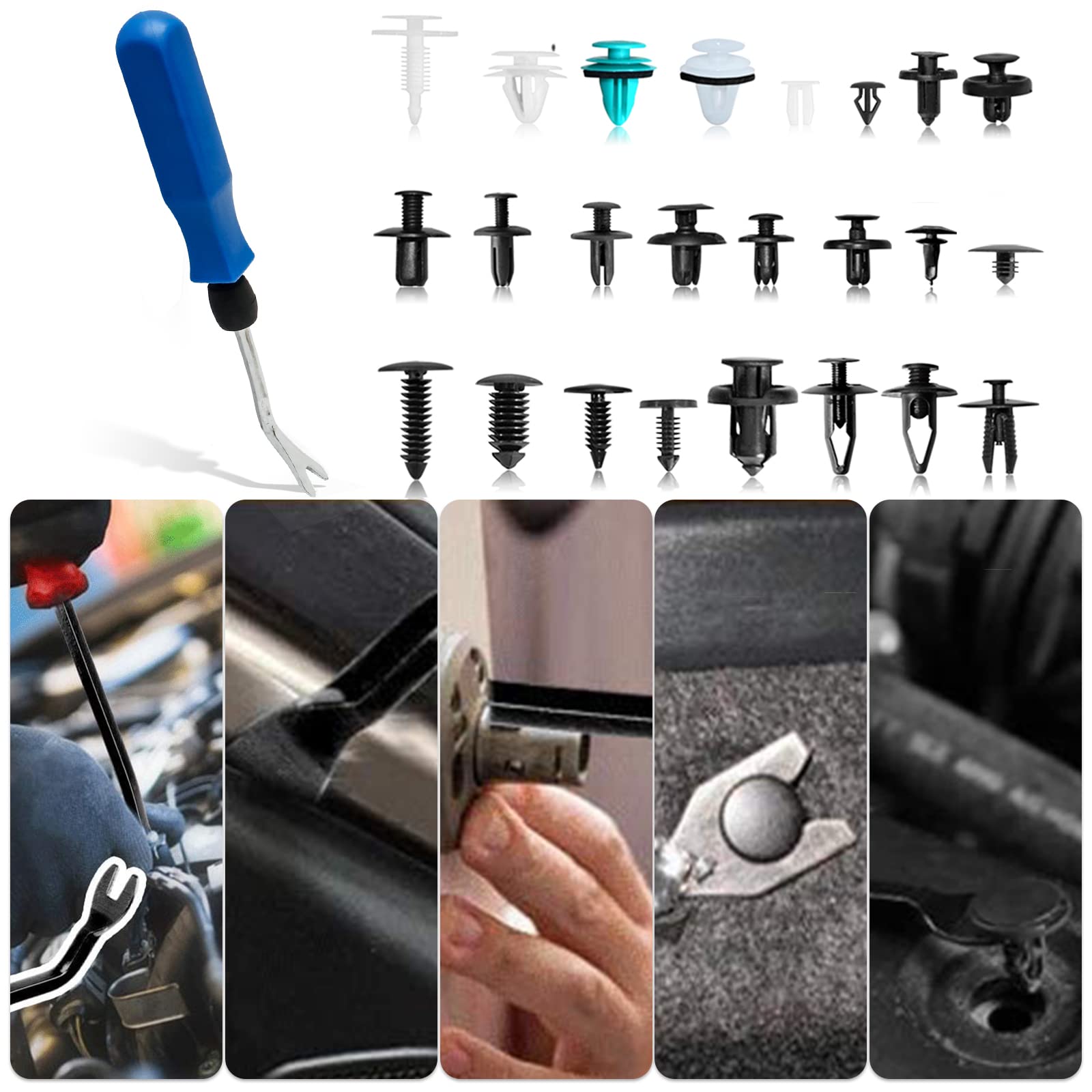 Car Retainer Clips 821Pcs Plastic Fasteners Kit 24 Most Popular Sizes Fender Rivet Clips Auto Push Pin Rivets Kit With 1 Fastene