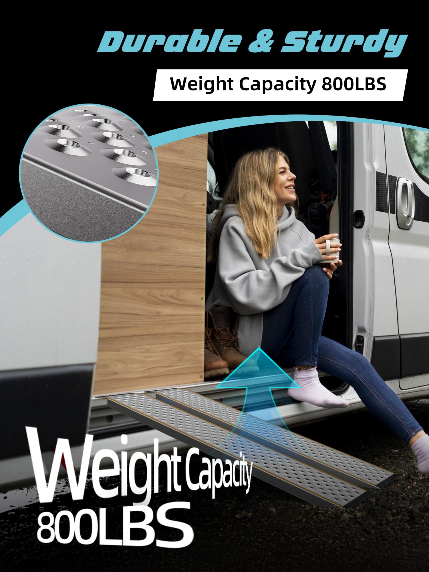 WHALEMOTOR Aluminum Shed Ramp 2PC, 4' Long 8'' Wide Loading Ramp for Riding Mower, 880 lbs Capacity for Lawn Mower, ATV, Motorcy