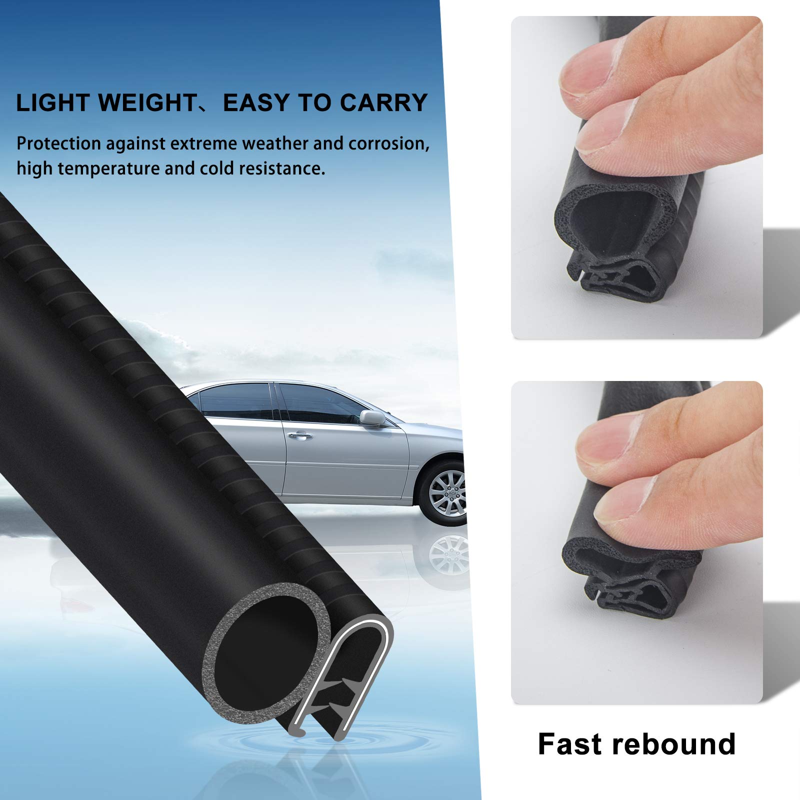 Car Door Rubber Seal Strip With Side Bulb, 20 Feet Pvc Bulb Trim With Epdm Automotive Rubber Weather Stripping For Cars, Boats, Trucks, Rvs, And Home Applications