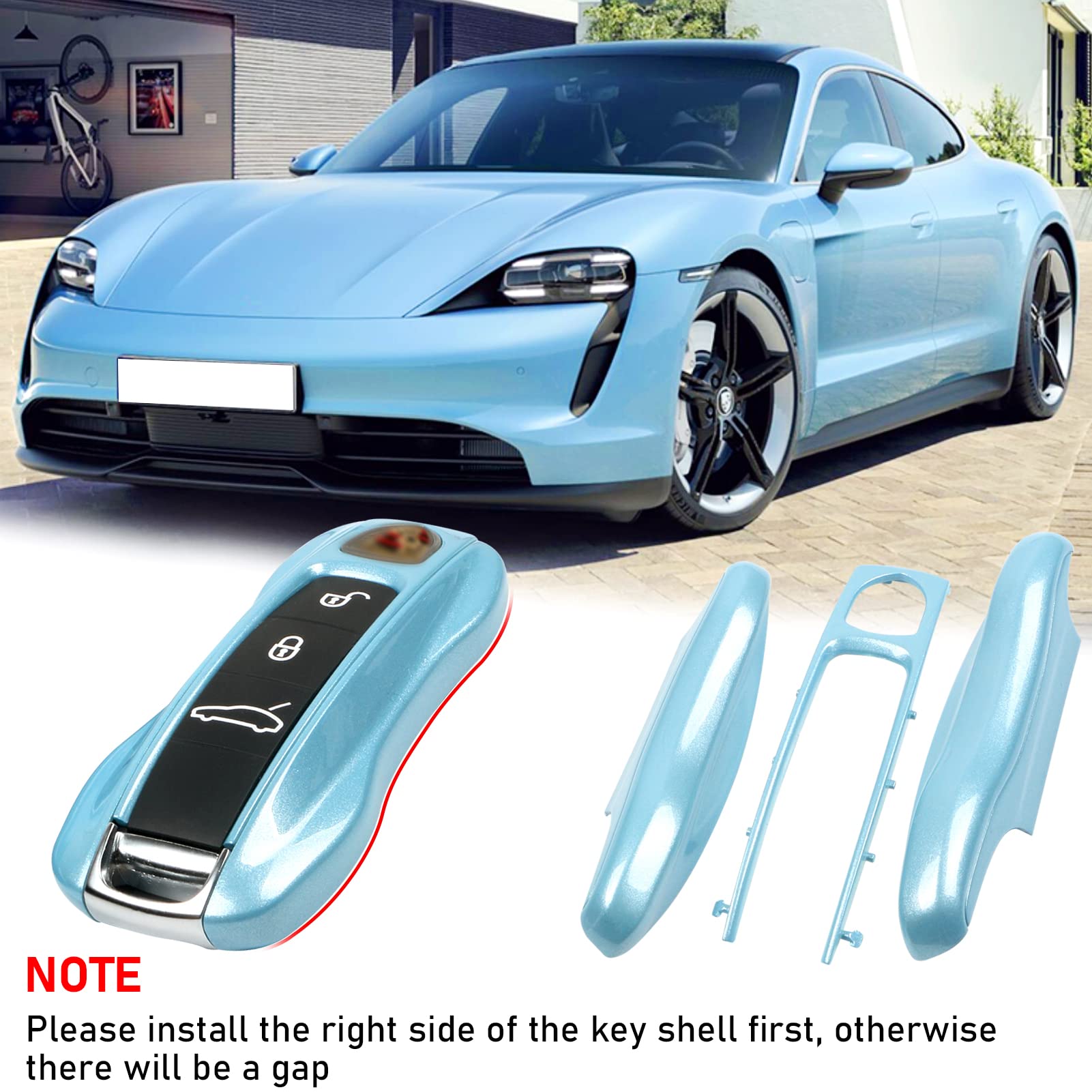 Jaronx Compatible With Porsche Key Fob Cover, Compatible With Porsche Cayenne Panamera Key Fob Cover 2018-2024, Compatible With Porsche Carrera Taycan Key Accessories 2020-2024 (Crystal Blue-New)
