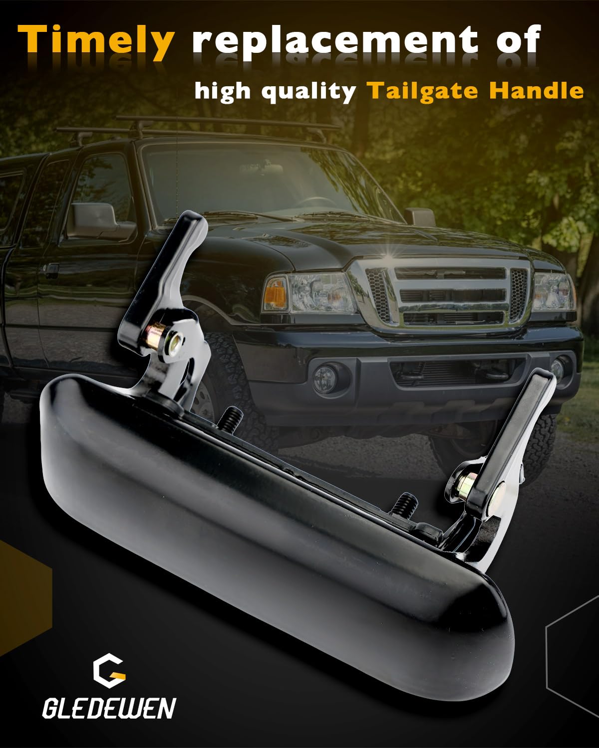 Metal Tailgate Door Handle, Compatible With 1998-2011 Ford Ranger, 01-10 Mazda B2300 B3000 B4000, Textured Exterior Rear Tail Ga